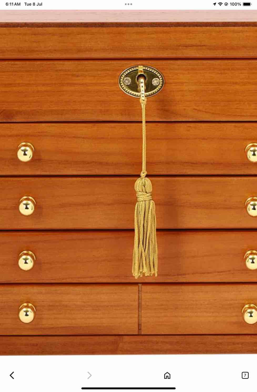 5-Layer Jewelry Organizer with 4 Drawers Wooden Jewelry Box Organizer Display Storage Case with Hook and Lock for Women Necklace Ring Storage