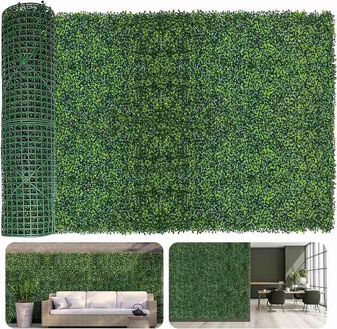 Artificial Plant Wall Roll, 40X120 in (33.5 sqft) UV-Anti Ivy Privacy Fence Wall Screen Faux Greenery Panels Backdrop Boxwood Ivy Vine Leaf Hedge Fence for Indoor Outdoor Green Wall Decor