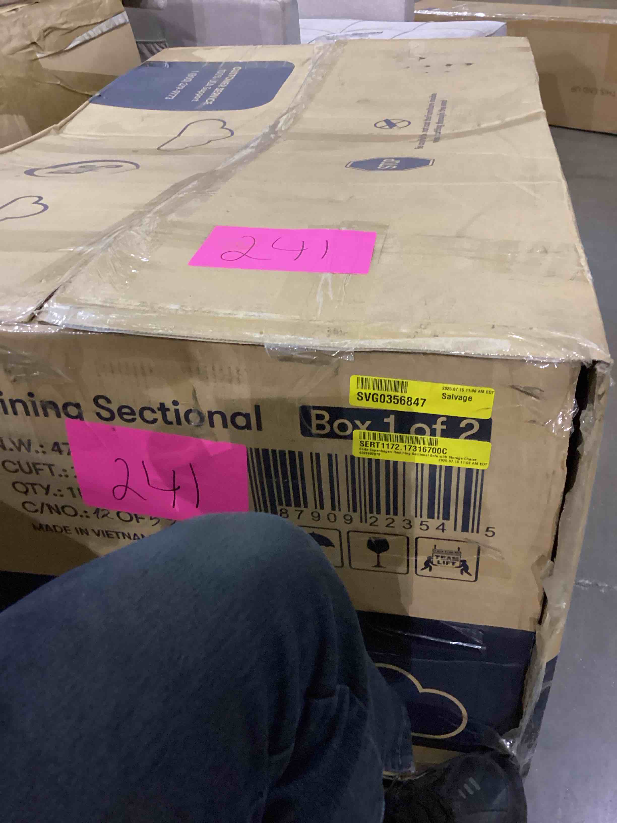 serta copenhagen reclining sectional sofa with storage chaise box 1 of 2 incomplete 