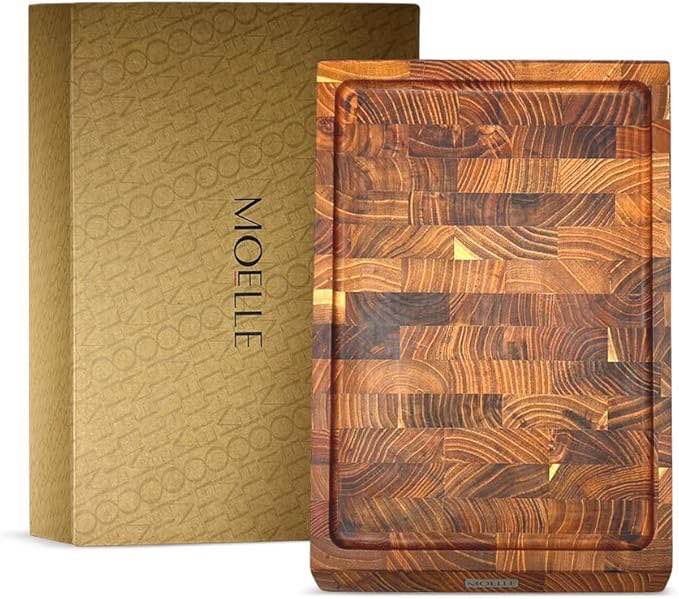 MOELLE Premium Danish Teak Wood Cutting Board Durable End Grain Wooden Cutting Board for Kitchen, Kn