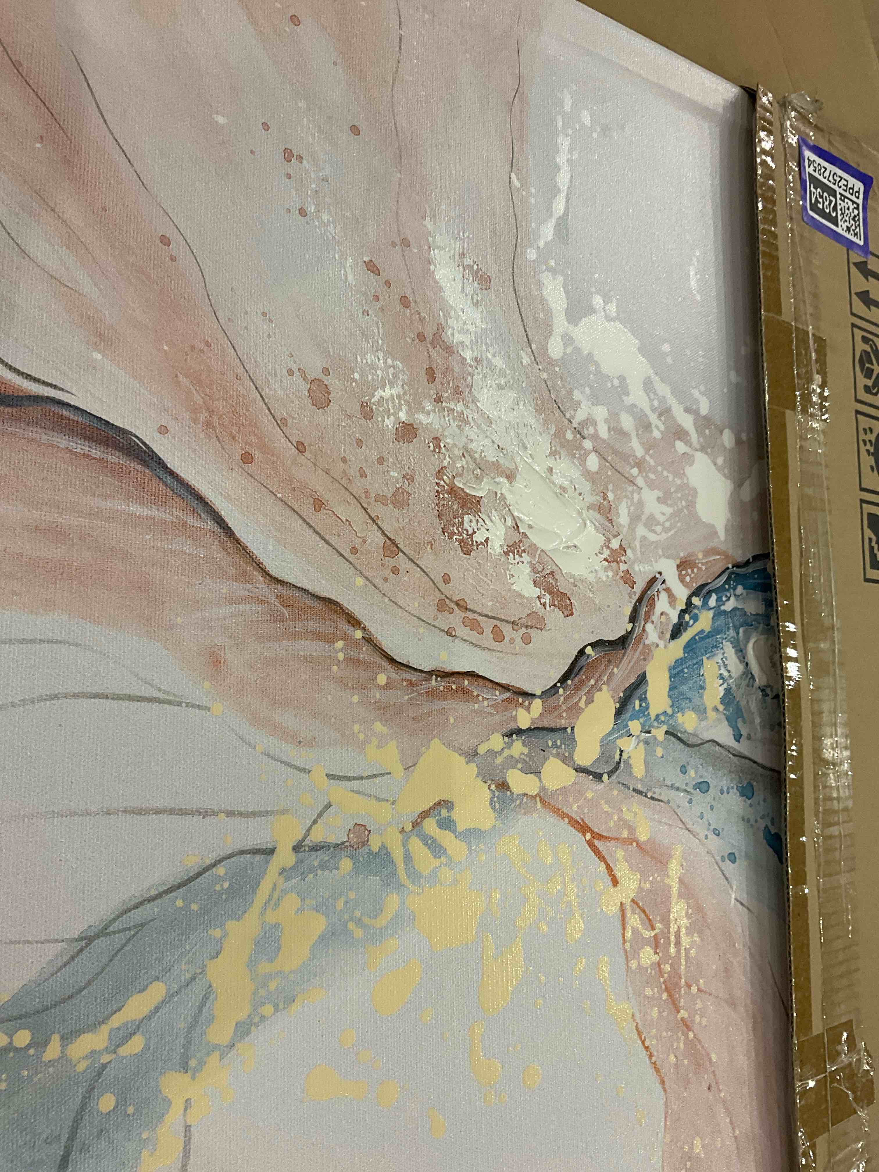 Pink Abstract Wall Art Large Marble Canvas Pictures Blush Grey Water Flow Shapes Trendy Paintings Modern Framed Artwork for Kitchen Bedroom Living Dining Room Office Wall Decor 36"x24"