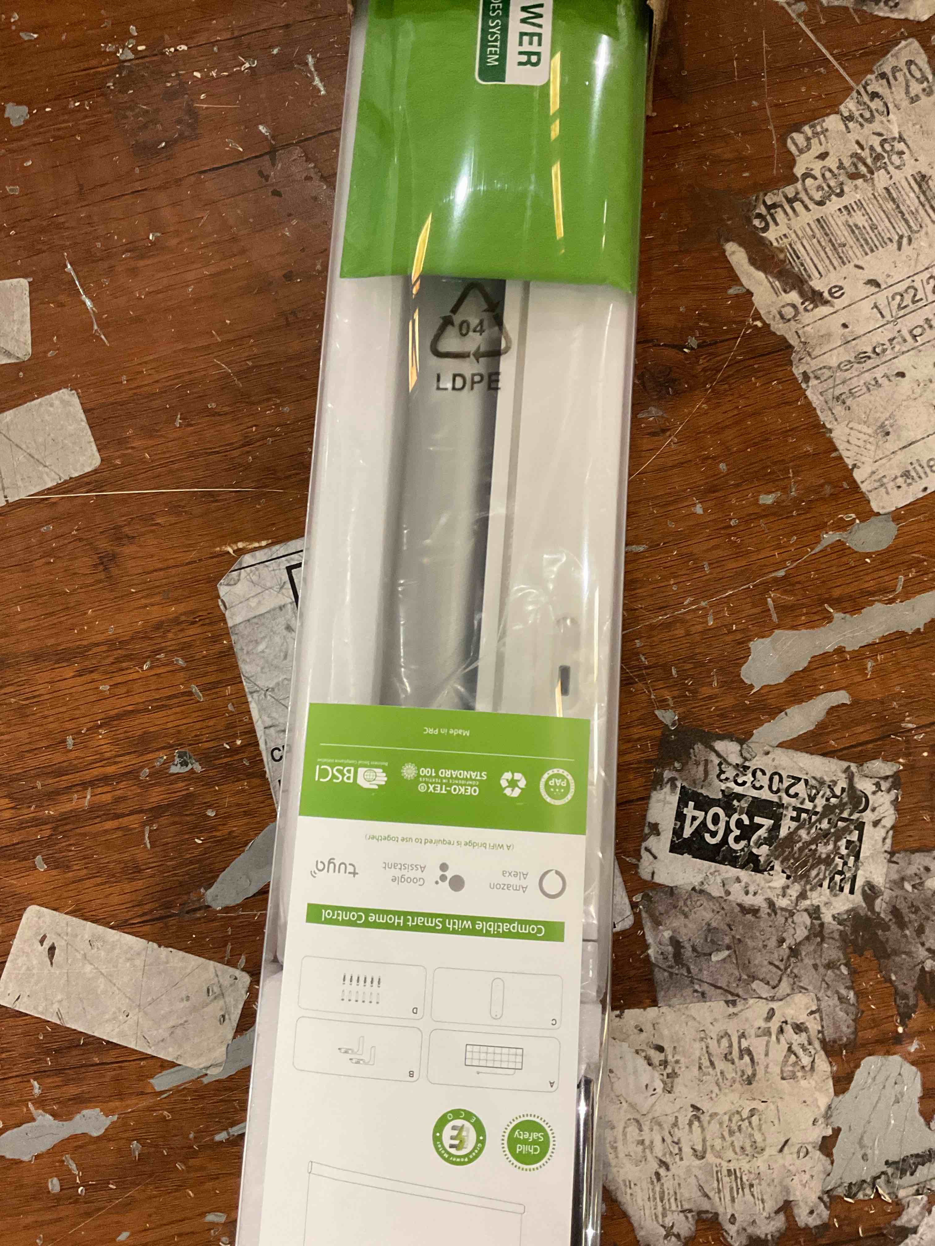 Motorized Roller Blinds with Remote Control?Solar Panel Included? 100% Blackout Smart Blinds Automatic Blinds for Windows Cordless Electric Shades Compatible with Alexa Tin Grey,30" W*72" H