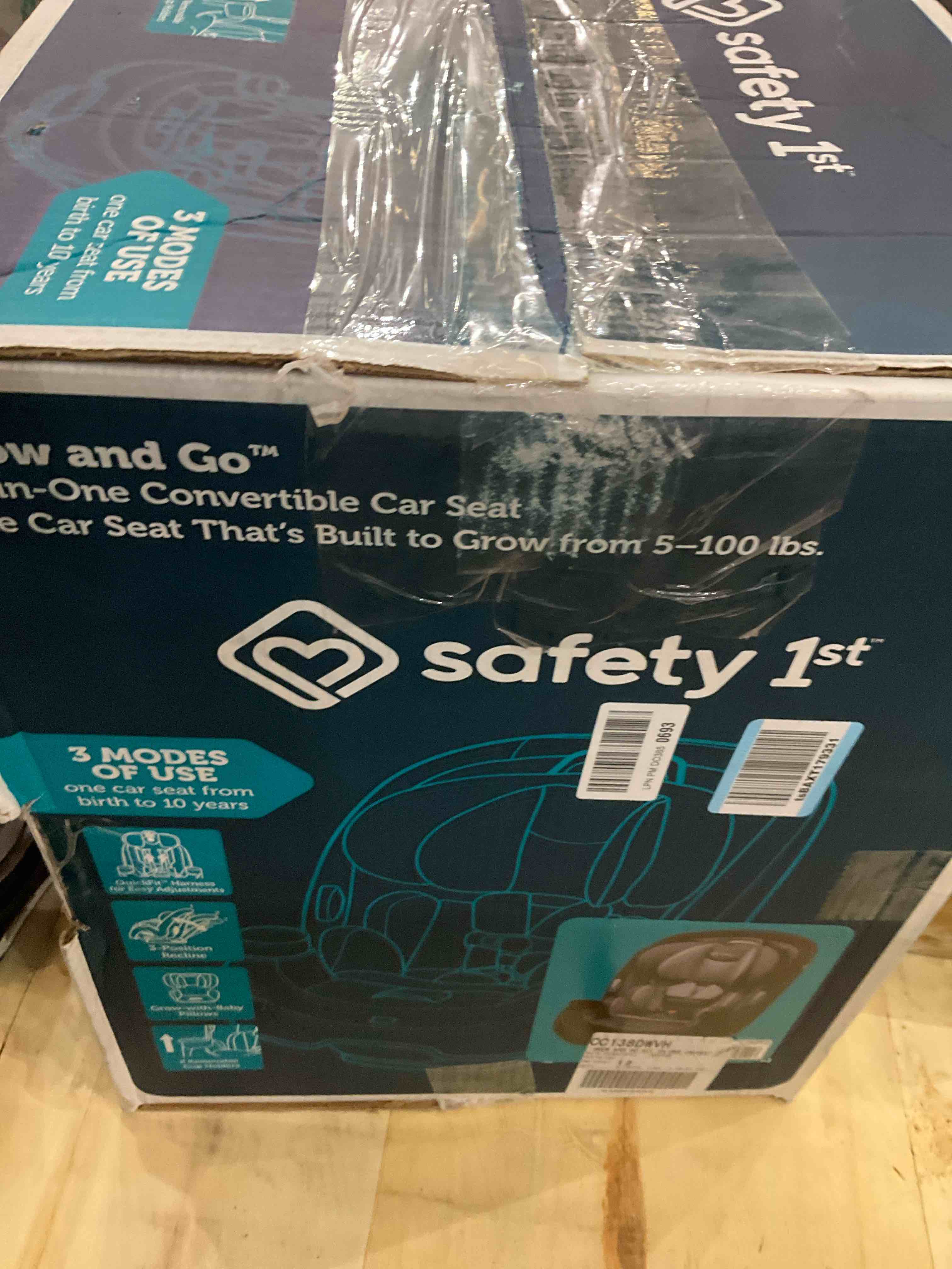 Safety 1st Grow and Go All-in-One Slim Convertible Car Seat, Rear Facing, 5-40 lbs, Forward Facing (30–65 lbs), High Back Booster Seat 40-100 pounds, Harvest Moon