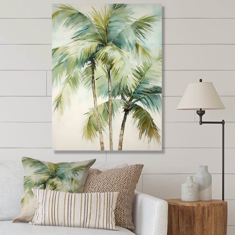 Dreyfuss Green Minimalims Palm Trees I On Canvas Print