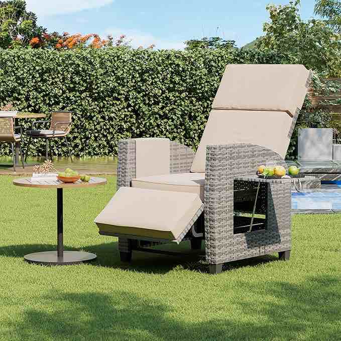 ZZUU PATIO RECLINER CHAIR MIX BEIGE