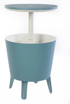 Keter Modern Cool Bar and Side Table Outdoor Patio Furniture with 7.5 Gallon Beer and Wine Cooler 2 in 1 Table and Bar  Teal
