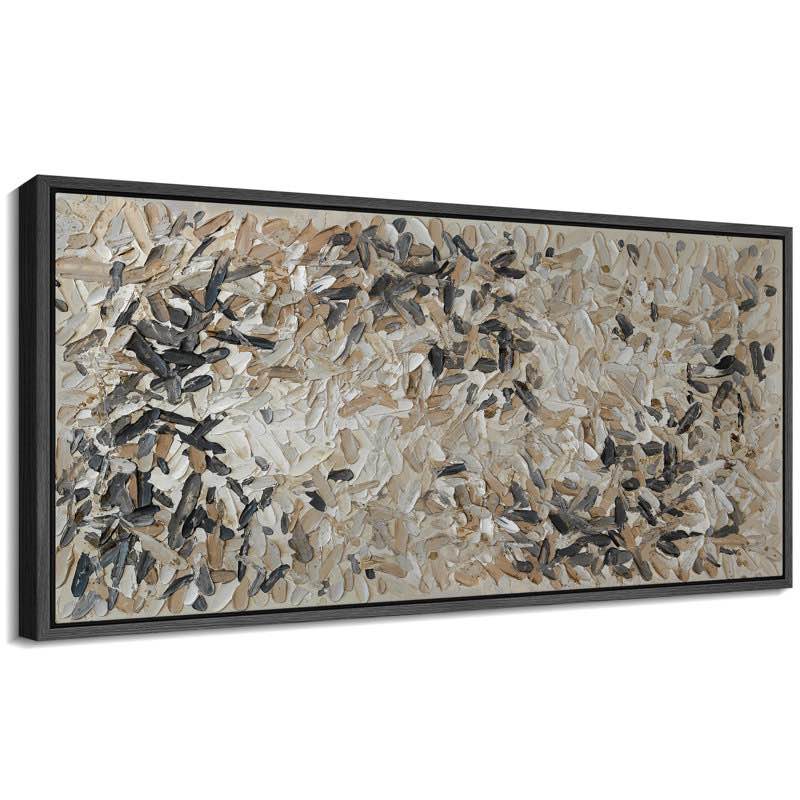 Fake Brown Paint Stroke Texture, Modern Rustic Neutral Artwork, Abstract Extra Large Wall Decor Pictures, Giclee Canvas Digital Print Framed Wall Art
