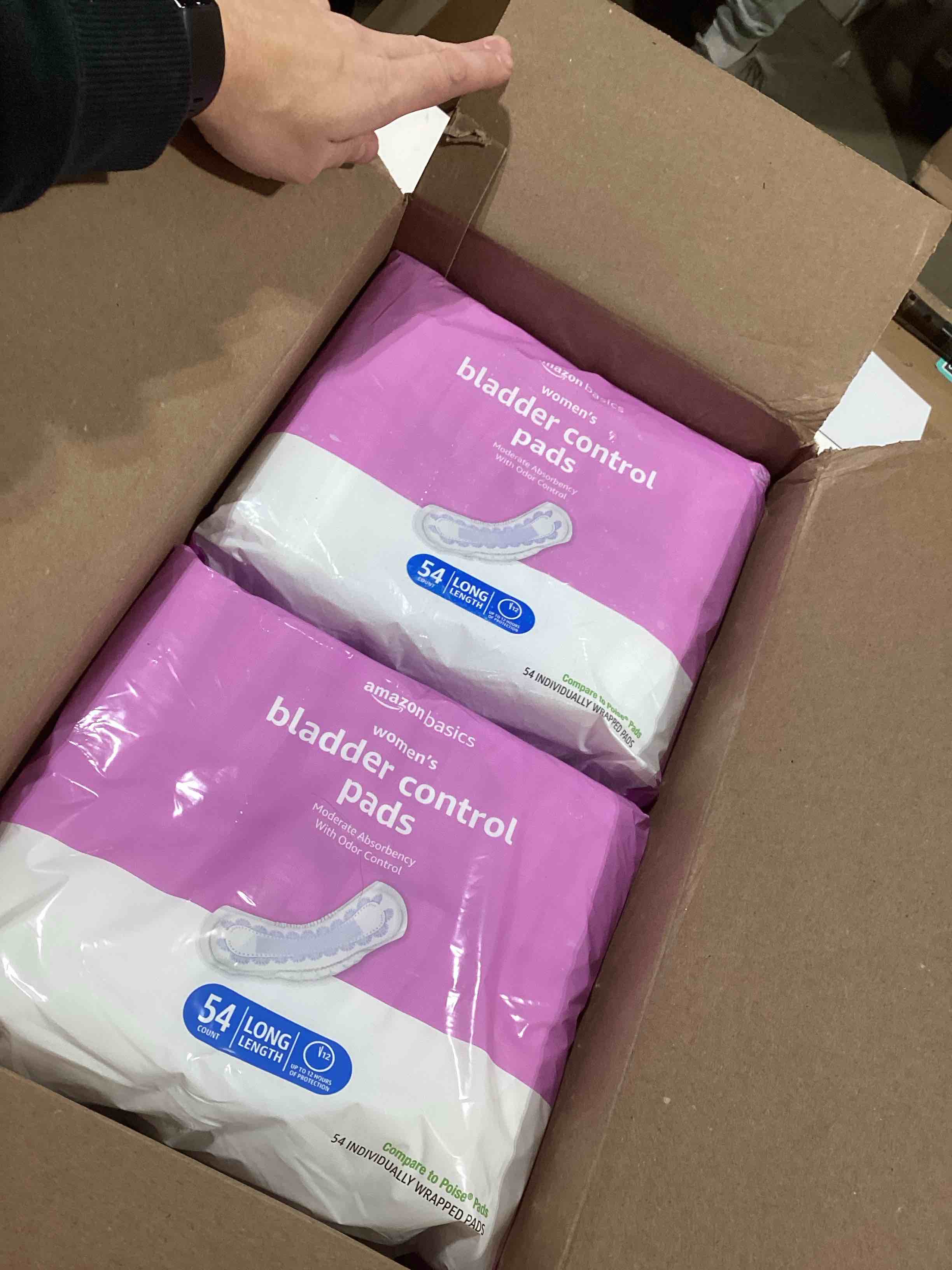 Amazon Basics Incontinence, Bladder Control Pads for Women, Moderate Absorbency, Long Length, 54 Cou