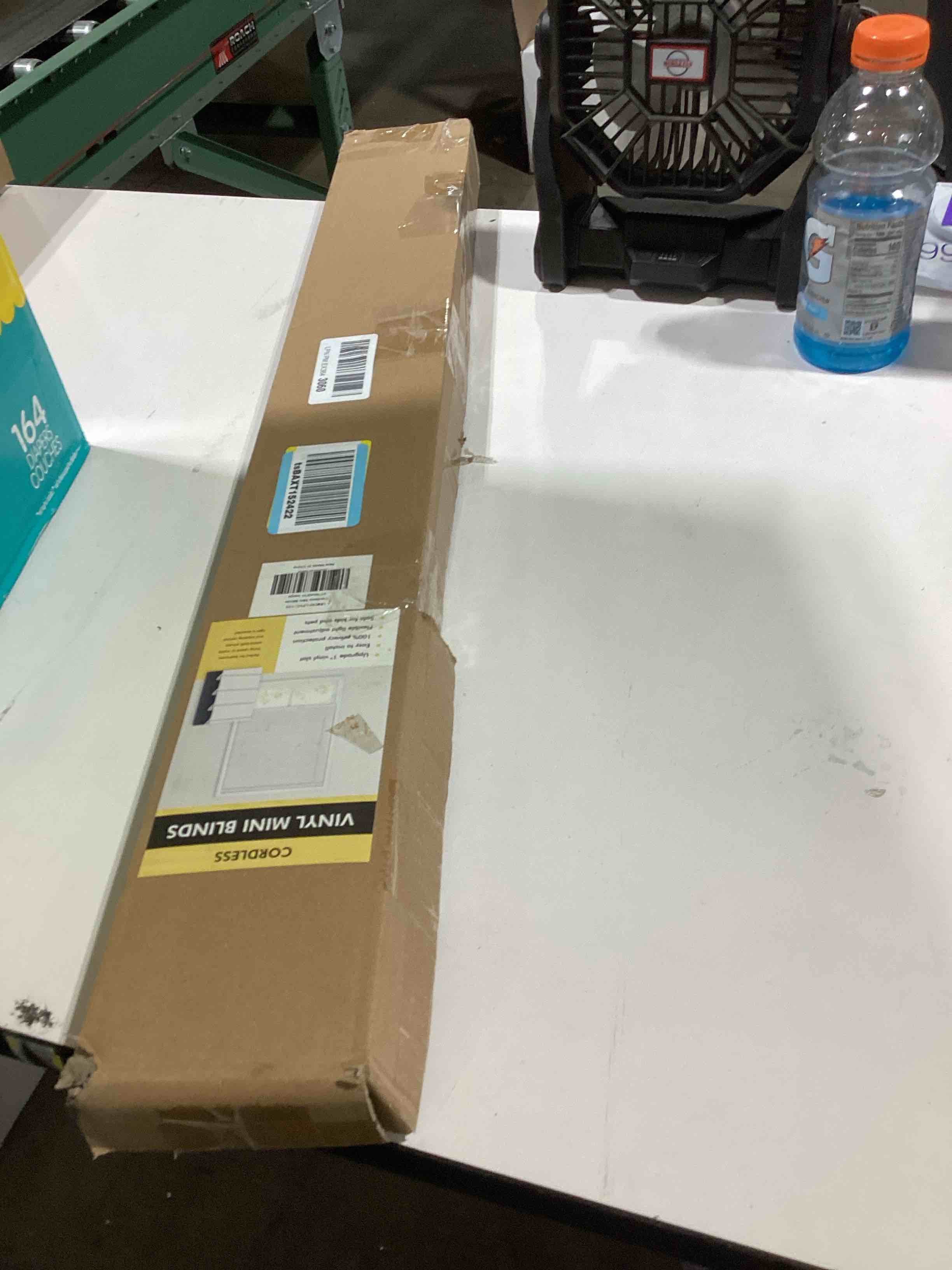 Condition photo showing Good Condition for 100% Privacy L-Shaped Blades Mini Blinds for Indoor Windows 1" Vinyl Cordless Window Blinds for Home, 31" W × 48" H - Beige Beige 31" W × 48" H