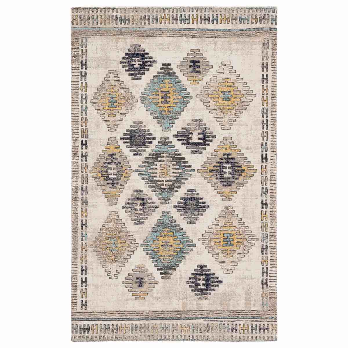 Sacoya Geometric Indoor/Outdoor Area Rug in Blue/Yellow/Cream/Gray
