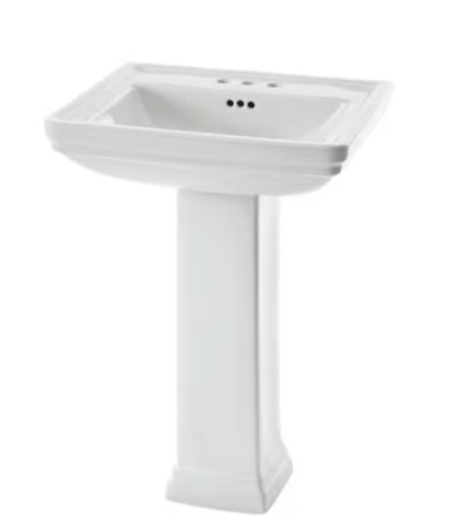 allen + roth tiverton vitreous china transitional white pedestal sink combo ( 18.74-in x 22.0-in x 33.6-in(incomplete sink only)
