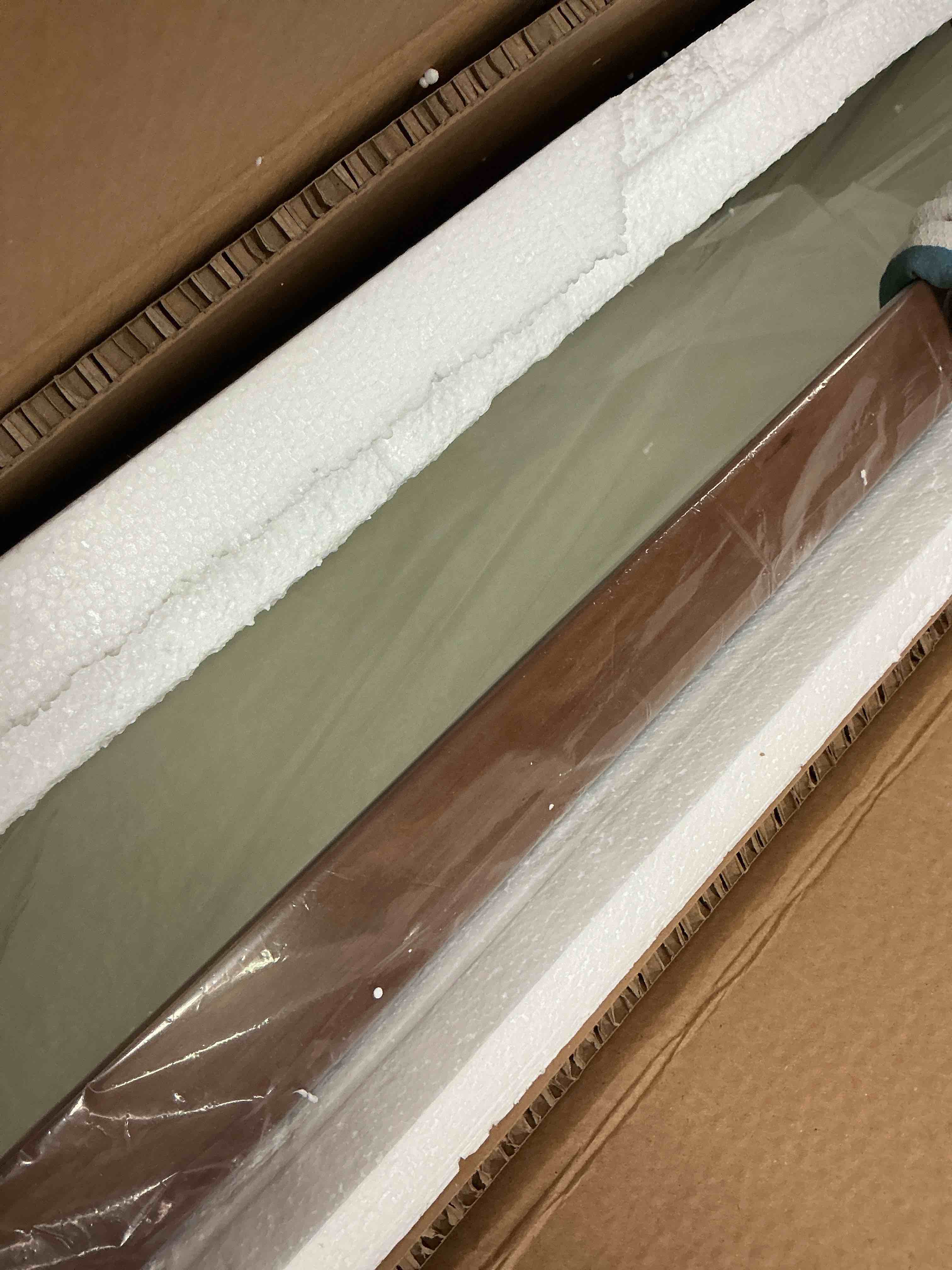 Condition photo showing New/Like New for reagan mirror - elegant shadow box frame with wau beech wood, ready to hang in any orientation - brown, reddish brown - dressing - 65h x 18w x 2.3/8d