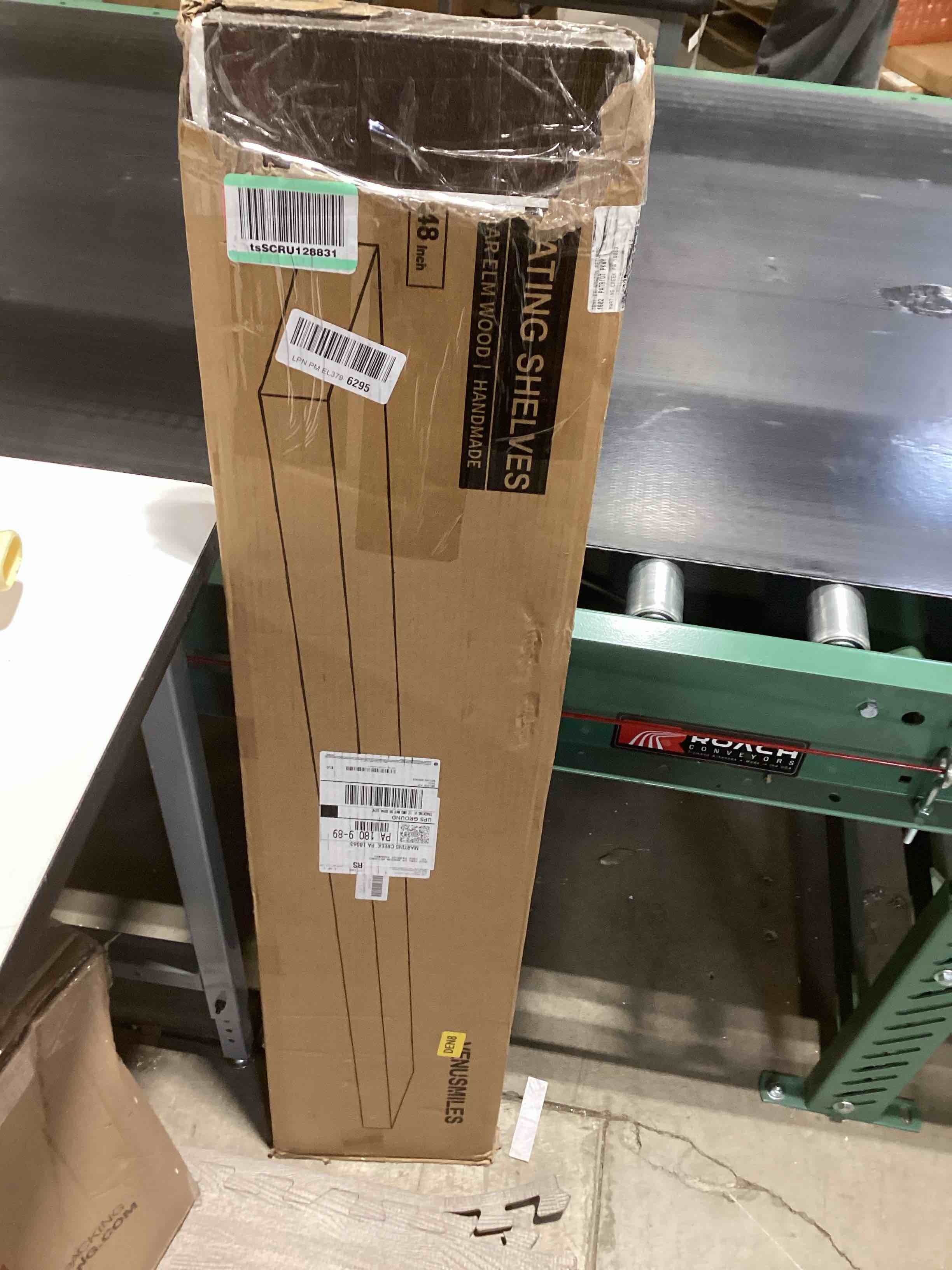 Rustic Elm Wood Floating Shelf for Wall, Flat Edge 48"W x 9.2"D x 1.4"H, 1 Pack with Invisible Brack