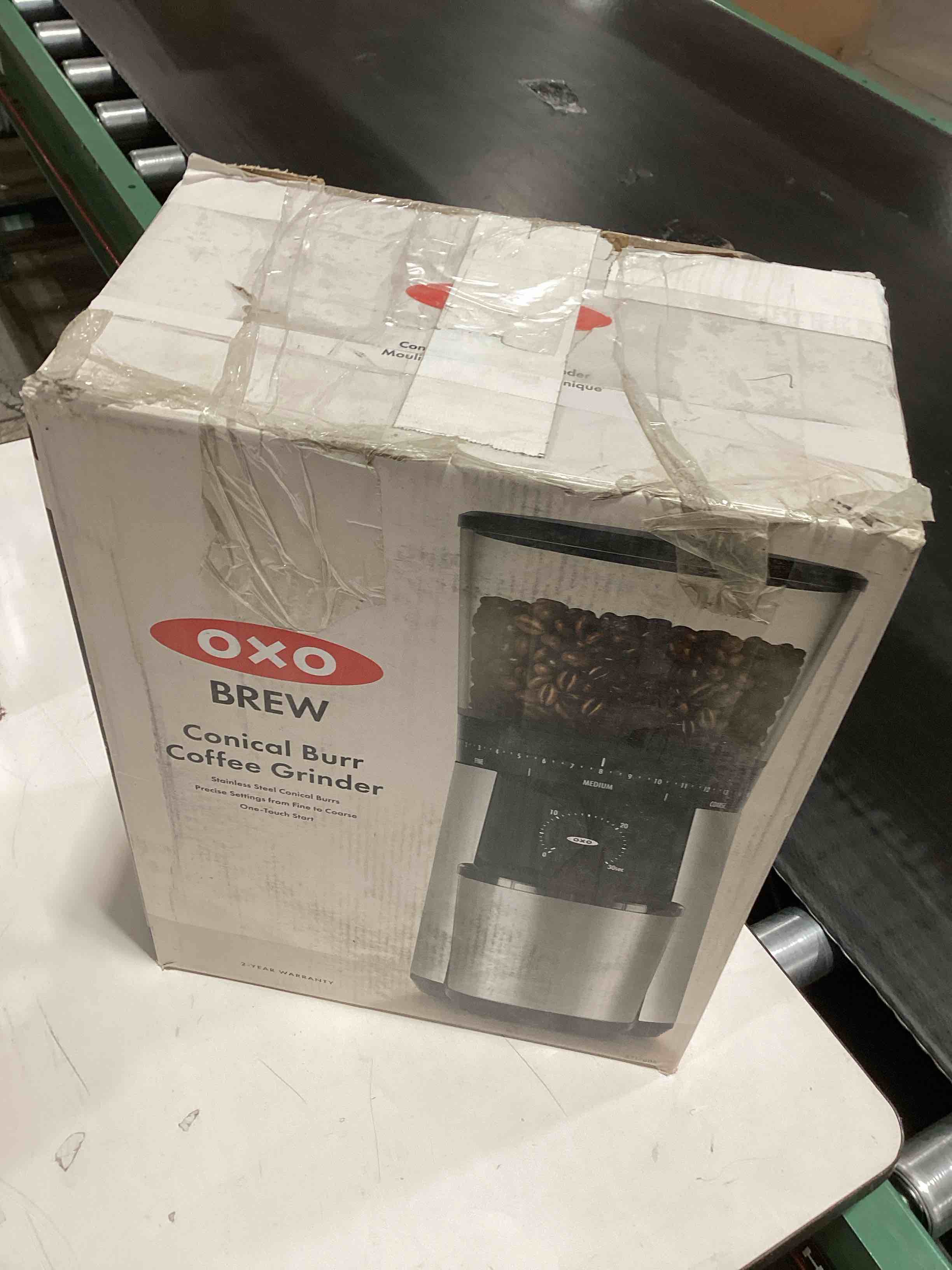 OXO Brew Conical Burr Coffee Grinder - Silver, Stainless Steel Burrs, One-Touch Automatic Smart Grin