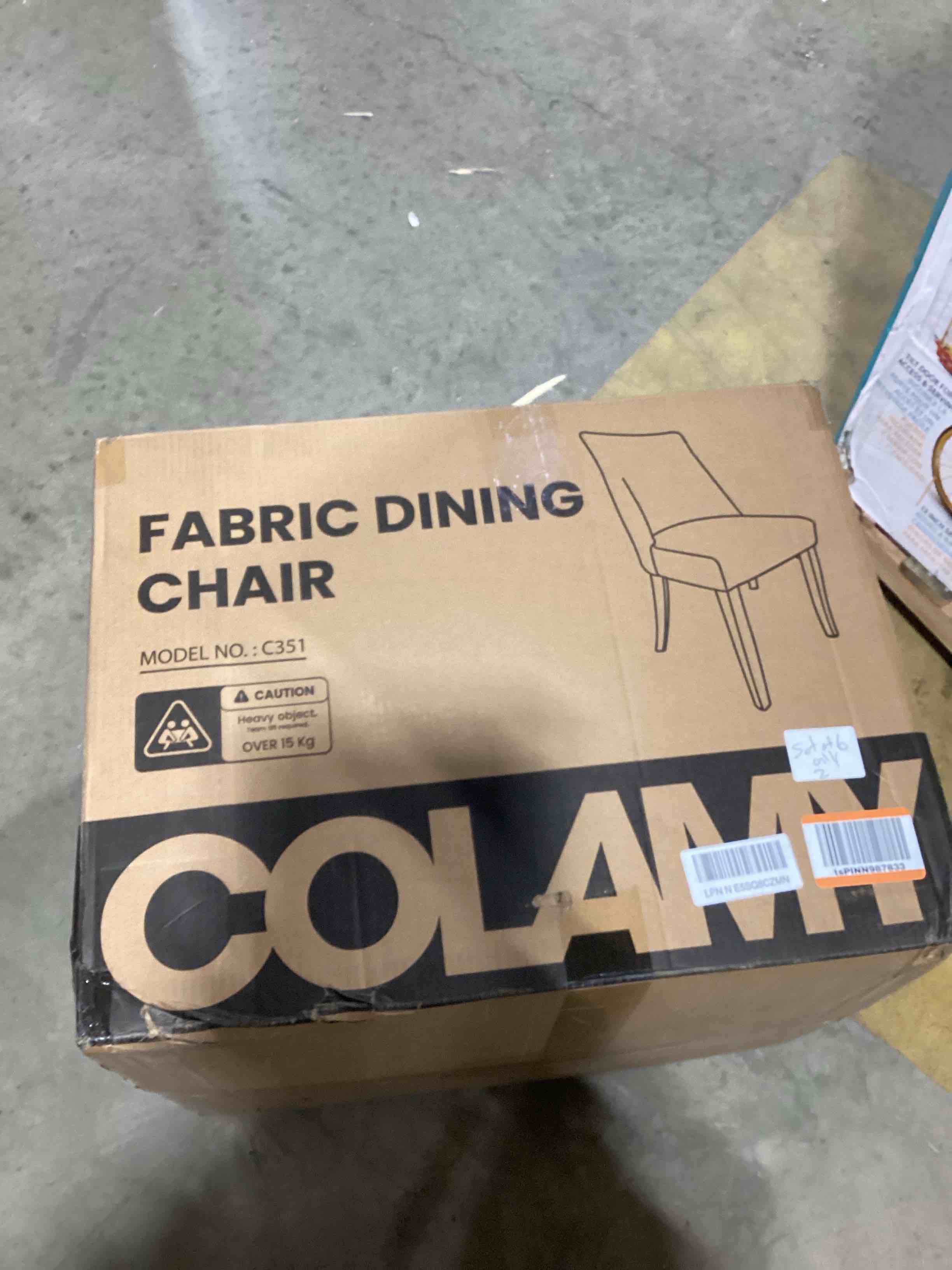 COLAMY Upholstered Dining Chairs Set of 6, Mid Century Modern Kitchen Chairs with Back, Farmhouse Fa