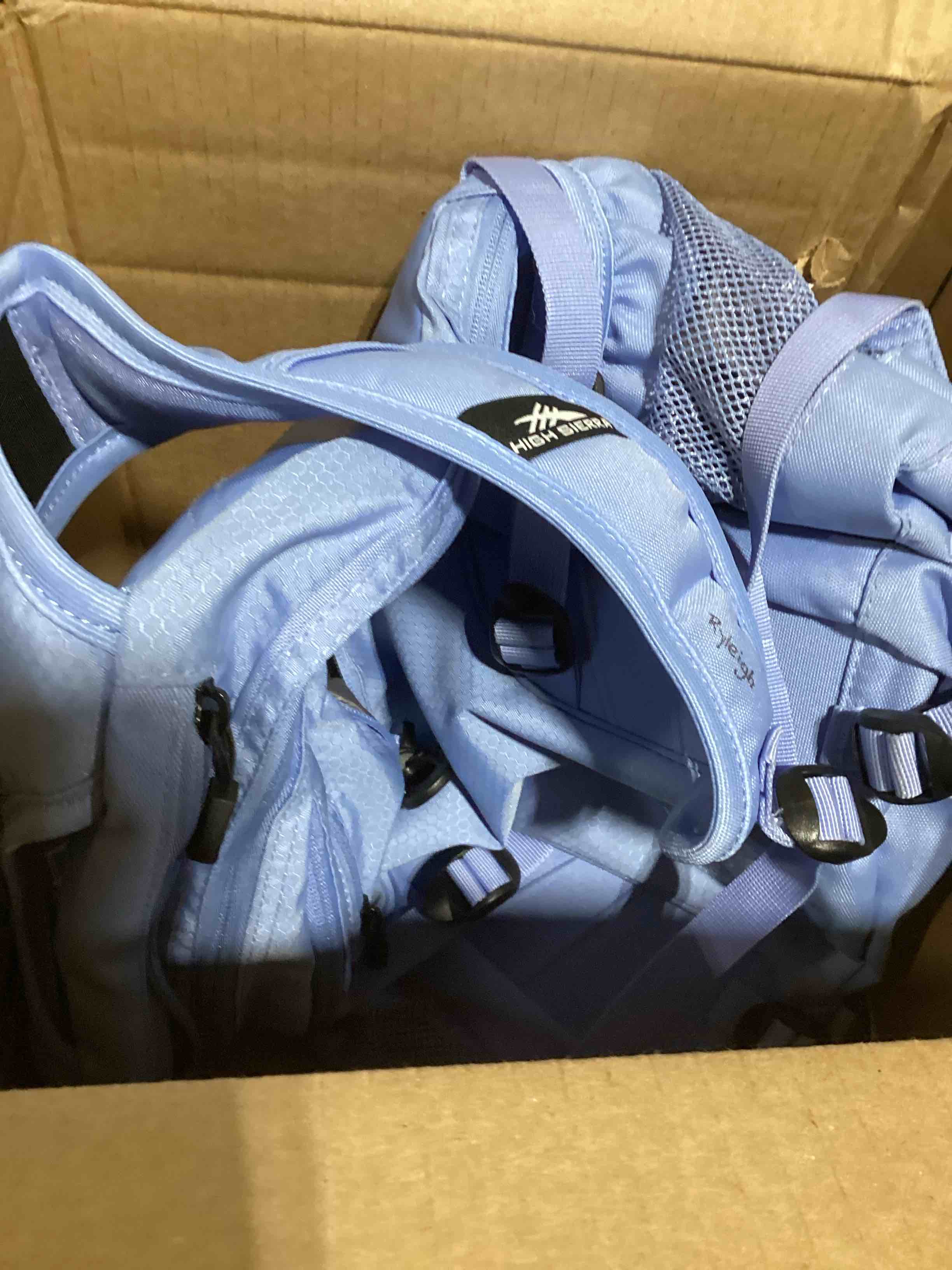 light blue backpack school 