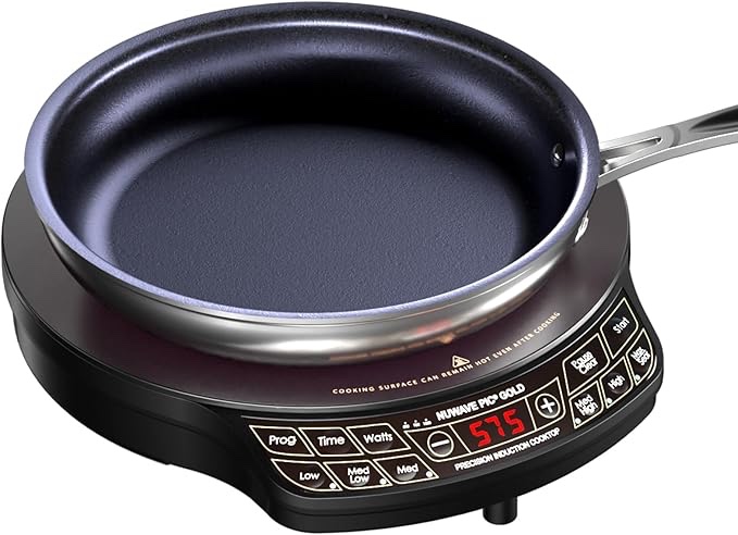 not tested- Nuwave Golden Precision Induction Plate, Portable, Powerful Large 8-inch Heating Coil, Heat-resistant Ceramic Glass Surface, 10.5-inch, Non-Stick Pan