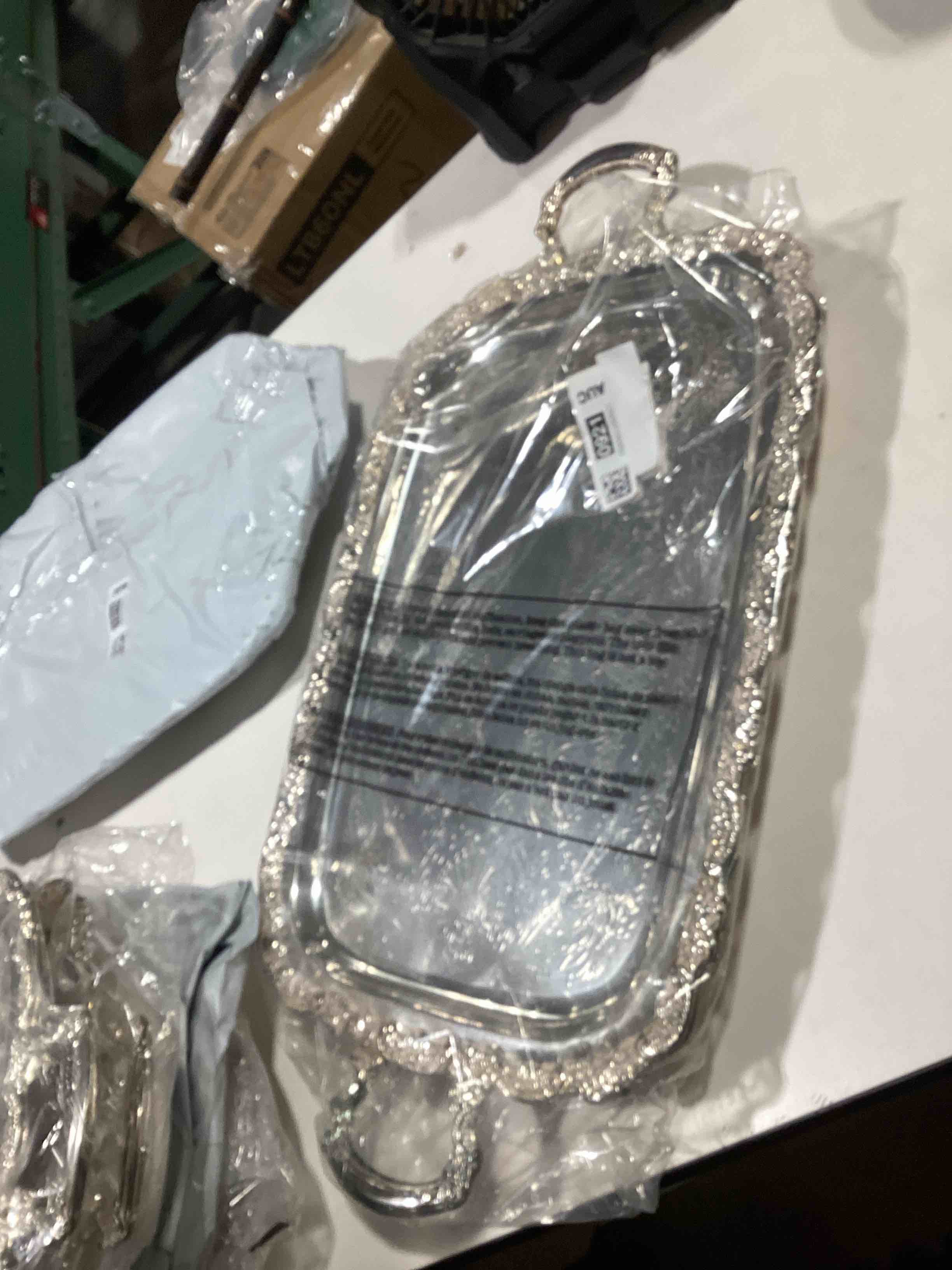 Chic Metal Serving Tray Sturdy European Style Food Plate for Dining Table with Sleek Low Profile Handles Multipurpose Breakfast and Dinner Platter