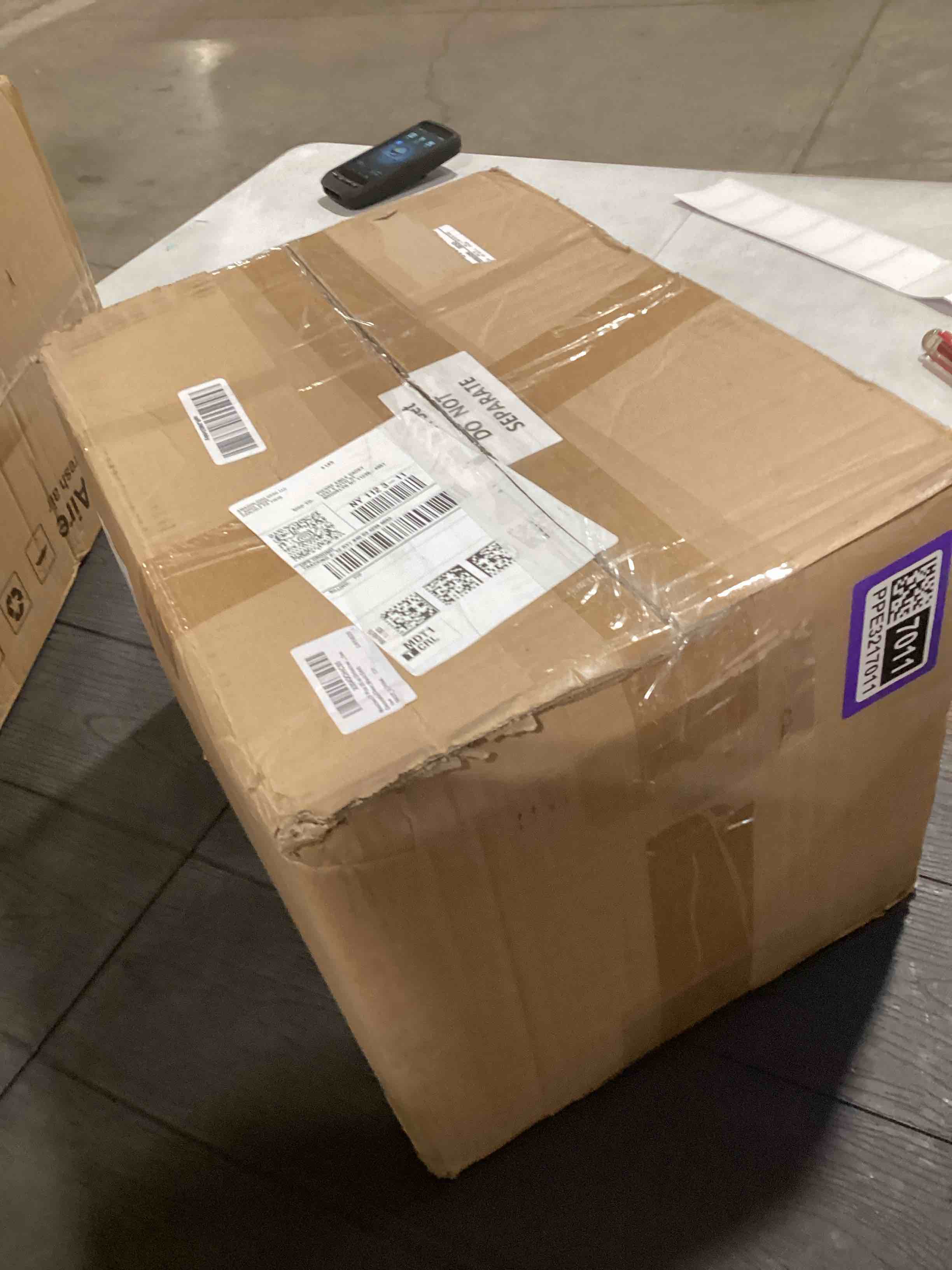 Condition photo showing As Is for Maxcheck 78 Pcs 25 oz Christmas Plastic Wine Bottles Set with Shrink Capsules and Xmas Label Stickers Airtight 750ml Empty Liquor Bottles with Lid for Xmas Party Supplies Decoration(Clear,Black Gold)