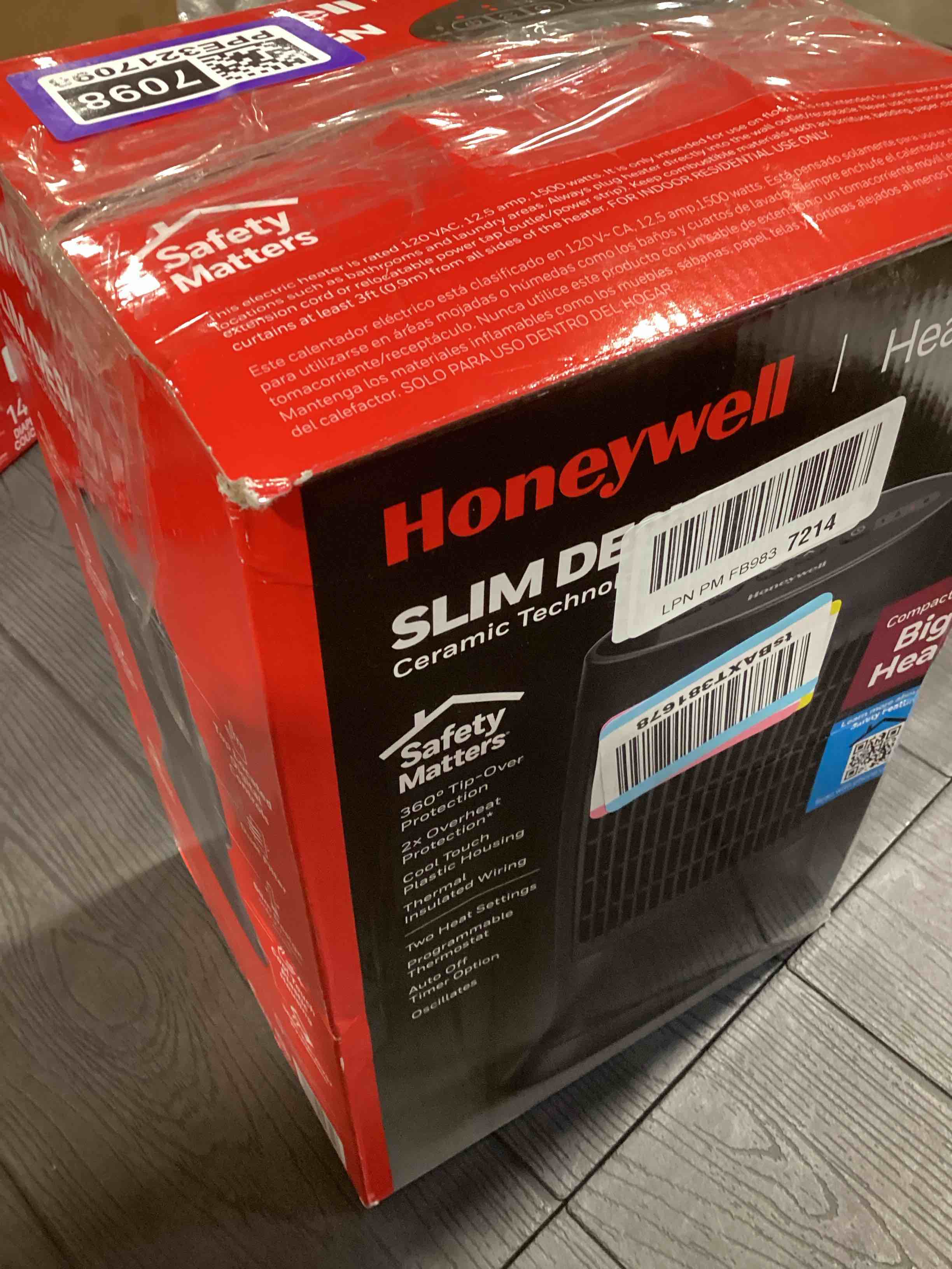 Condition photo showing Good Condition for Honeywell Compact Ceramic Tower Heater, Black – Compact, Small Heater with Big Heat – Ceramic Heater with Two Heat Settings