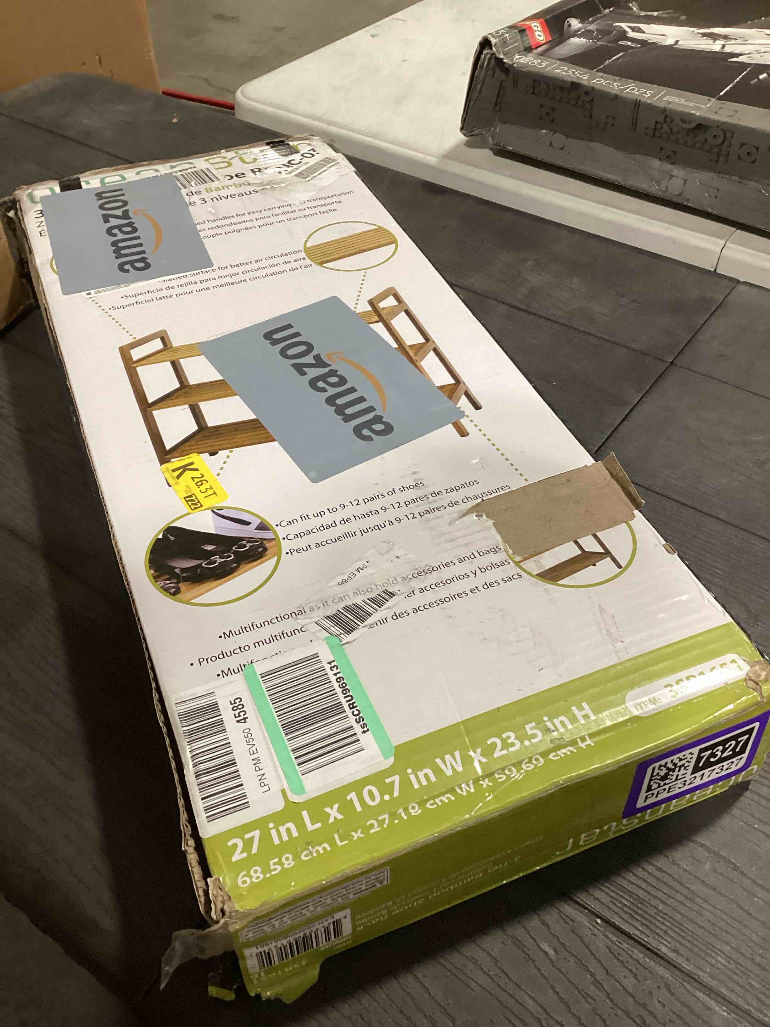 Condition photo showing As Is for Oceanstar 3-Tier Bamboo Shoe Rack, Natural