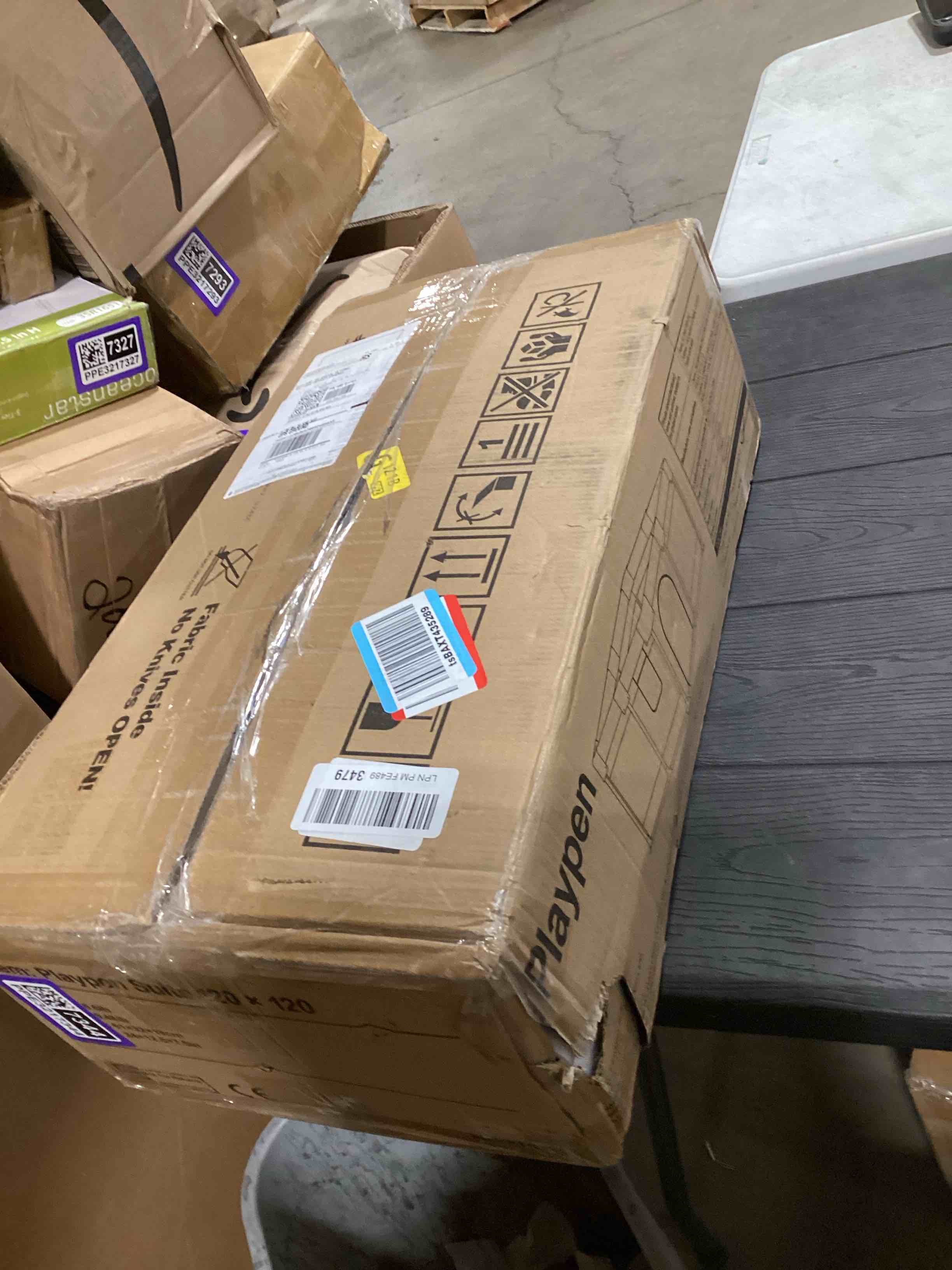 Condition photo showing Good Condition for Fodoss Baby Playpen with Mat, Small Play Pen(47x47inch), for Babies and Toddlers, Pen Apartment, Yard Baby, Fence Area Playyard Activity Center (Dark Gray) 47*47 baby playpen with mat-Dark gray