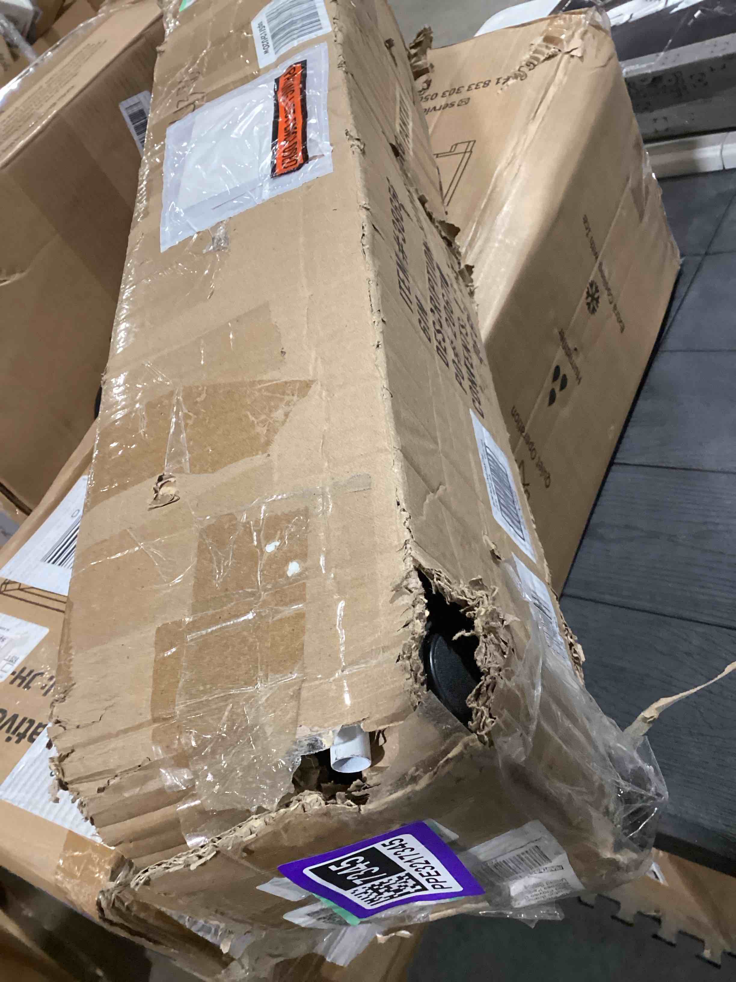 Condition photo showing As Is for Collections Etc Slim Rolling Pantry 6-Tier Shelf, White Metal with Elegant Scroll Design Accent - Extra Kitchen and Bathroom Storage, 6"