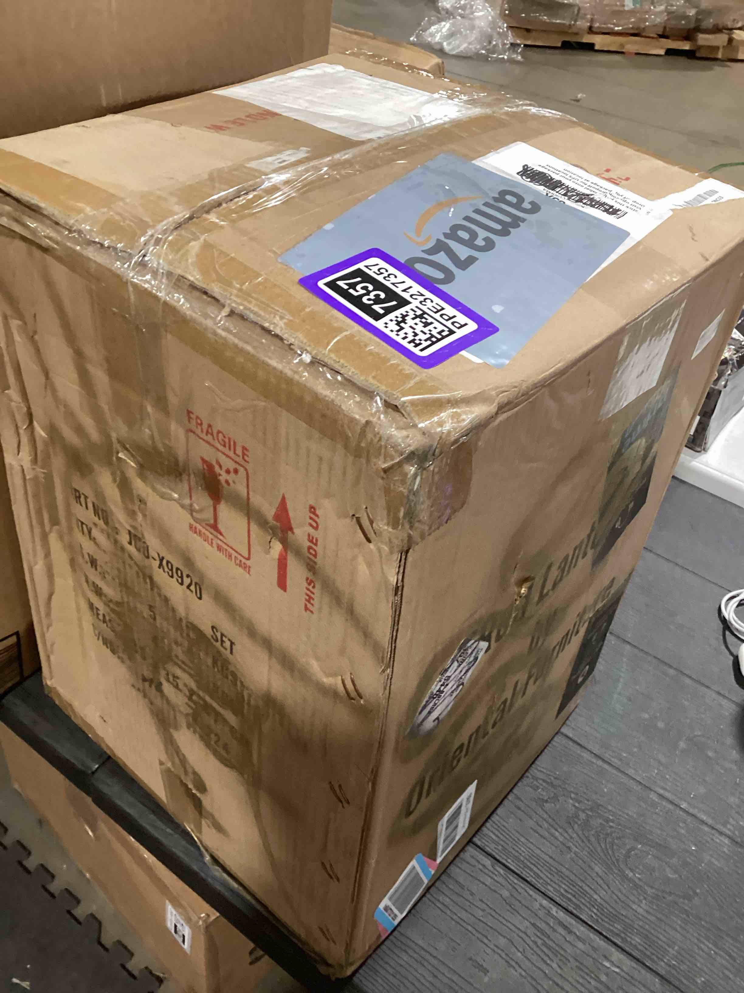 Condition photo showing As Is for Red Lantern 30" Glazed Sakura Blossom Vase Lamp