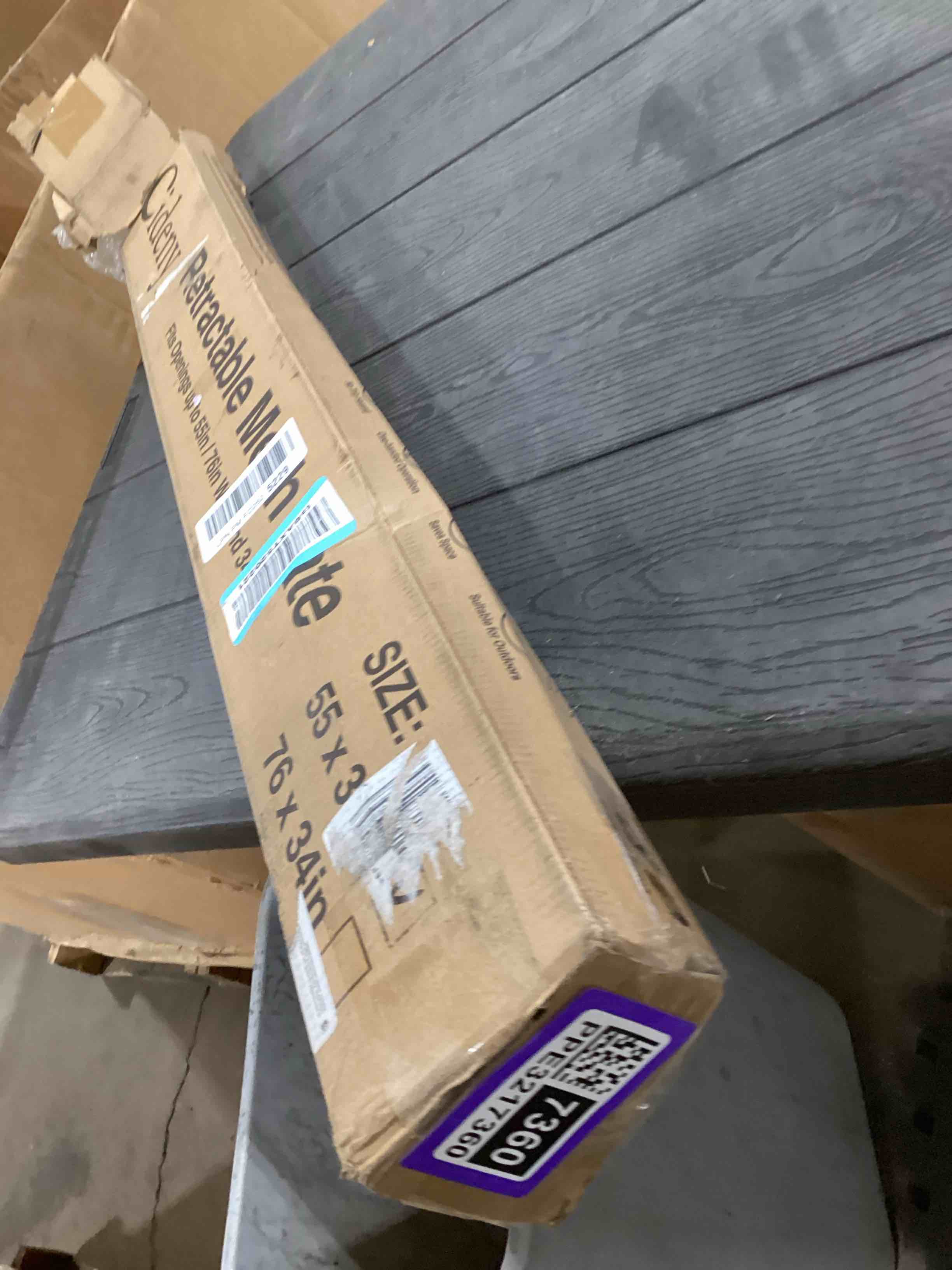 Condition photo showing Good Condition for Retractable Baby Gate for Stairs, 55" Wide Mesh Dog Gate Indoor, 34'' Tall Child Gate for Doorways, Hallways, Deck, Indoor Outdoor Pet Baby Safety Essentials for Home, Grey