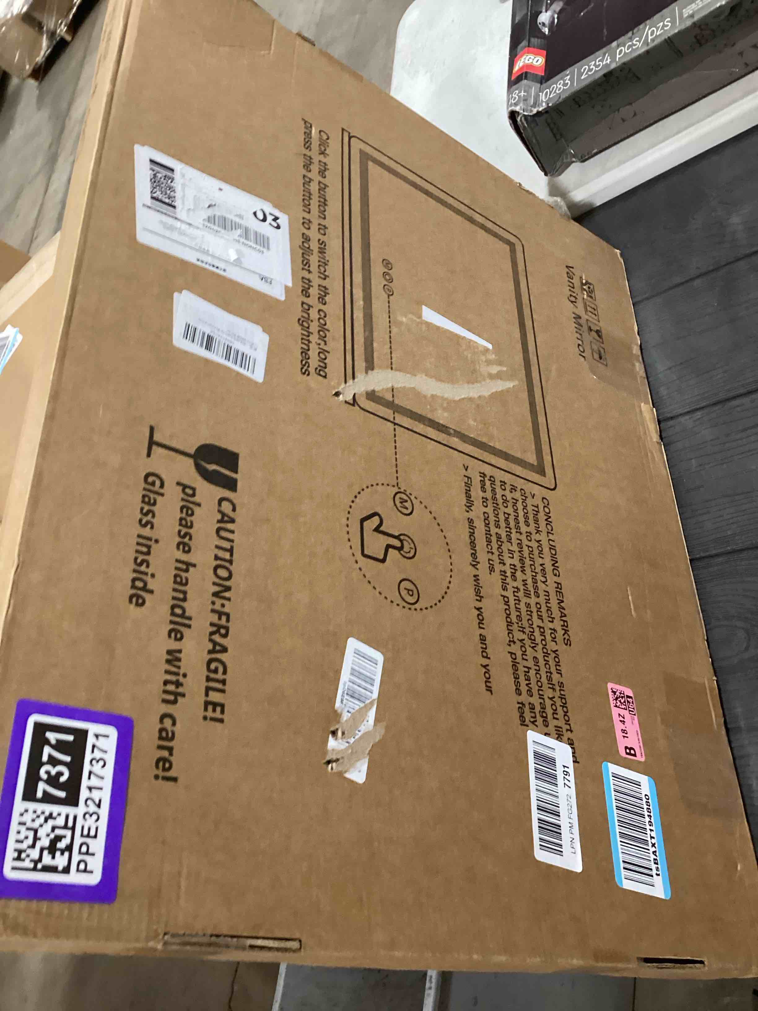 Condition photo showing Good Condition for ROLOVE 23x18 Inch Vanity Mirror with Lights, 3-Color Modes, Dimmable LED Mirror with Touch Control - Large Makeup Mirror for Dressing Room (Wall/Tabletop Mount) White 23"x18"