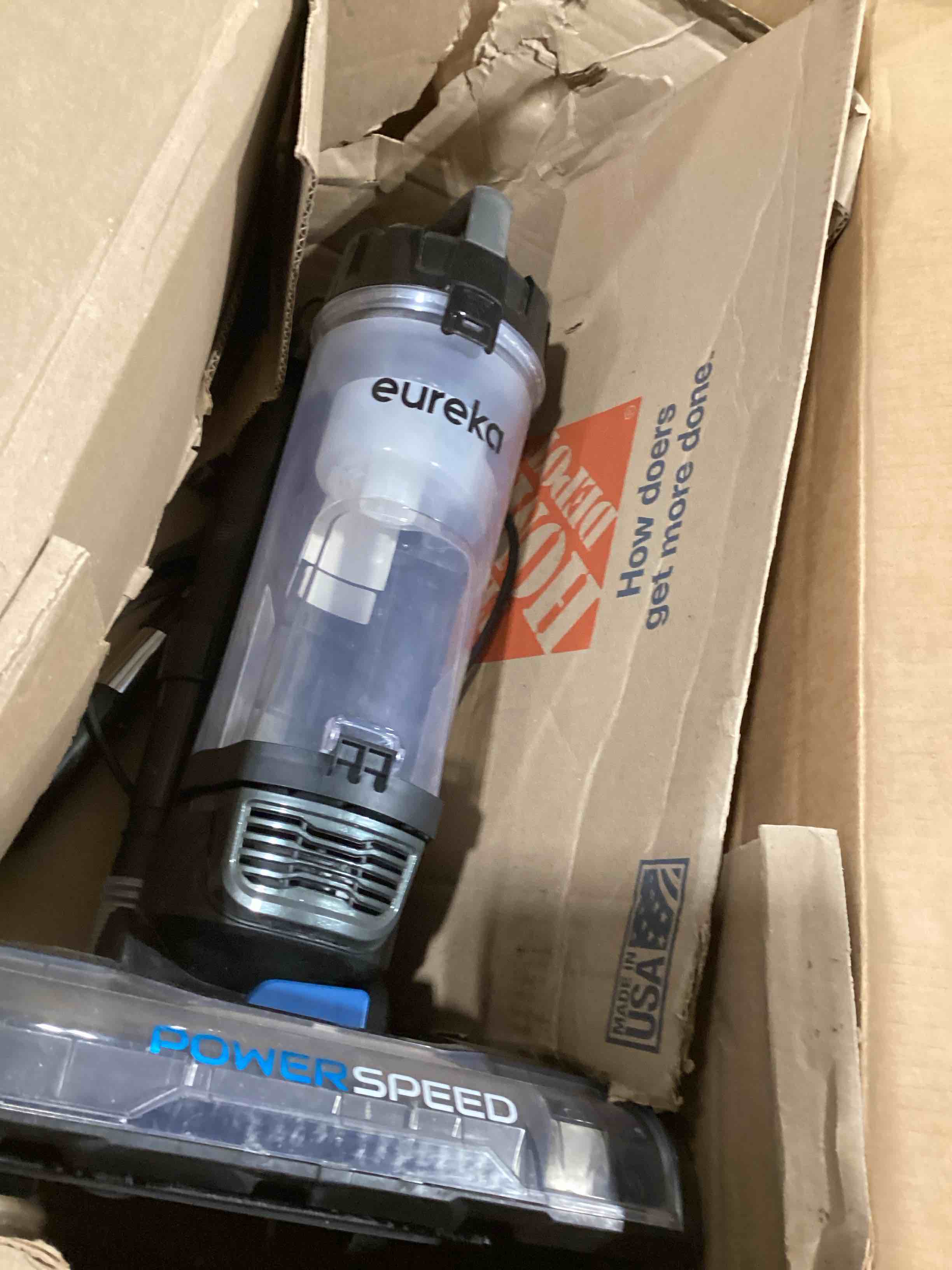 Condition photo showing As Is for Eureka PowerSpeed Lightweight Upright Vacuum Cleaner for Carpet and Hard Floor, Powerful Bagless Upright Vacuum Cleaner for Home Pets, NEU181A, Blue Blue PowerSpeed NEU181A with Pet Tool