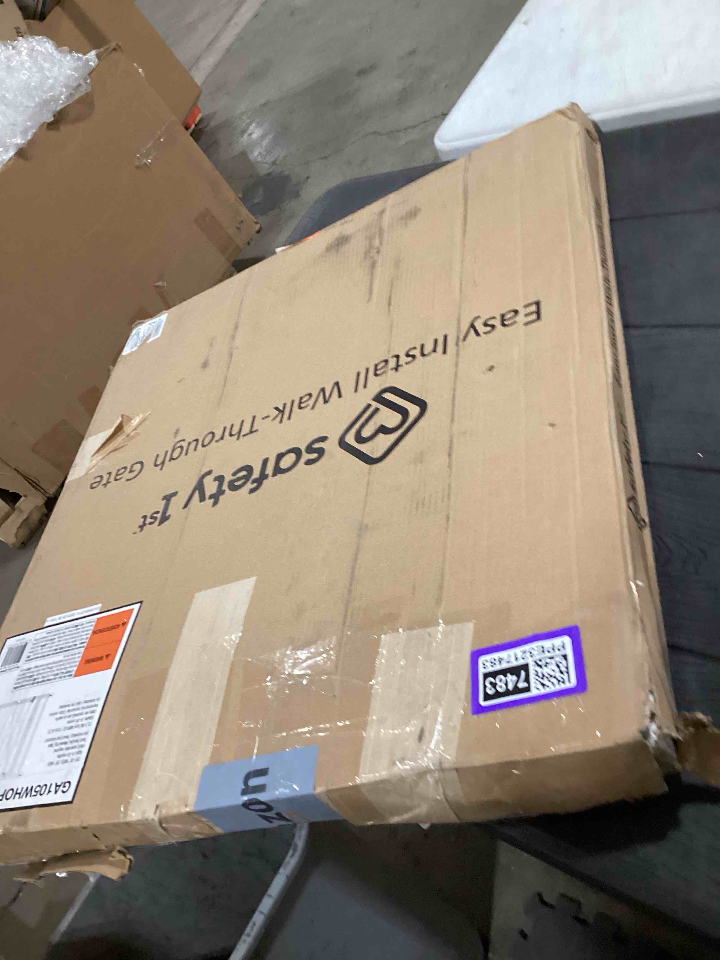 Condition photo showing As Is for Safety 1st Easy Install Walk Thru Baby Gate for Doorway With Door, Dog Gates, Fits 29"-38", Easy Install 28" Tall, White 1-Pack 29" to 38" Wide x 28" Tall White