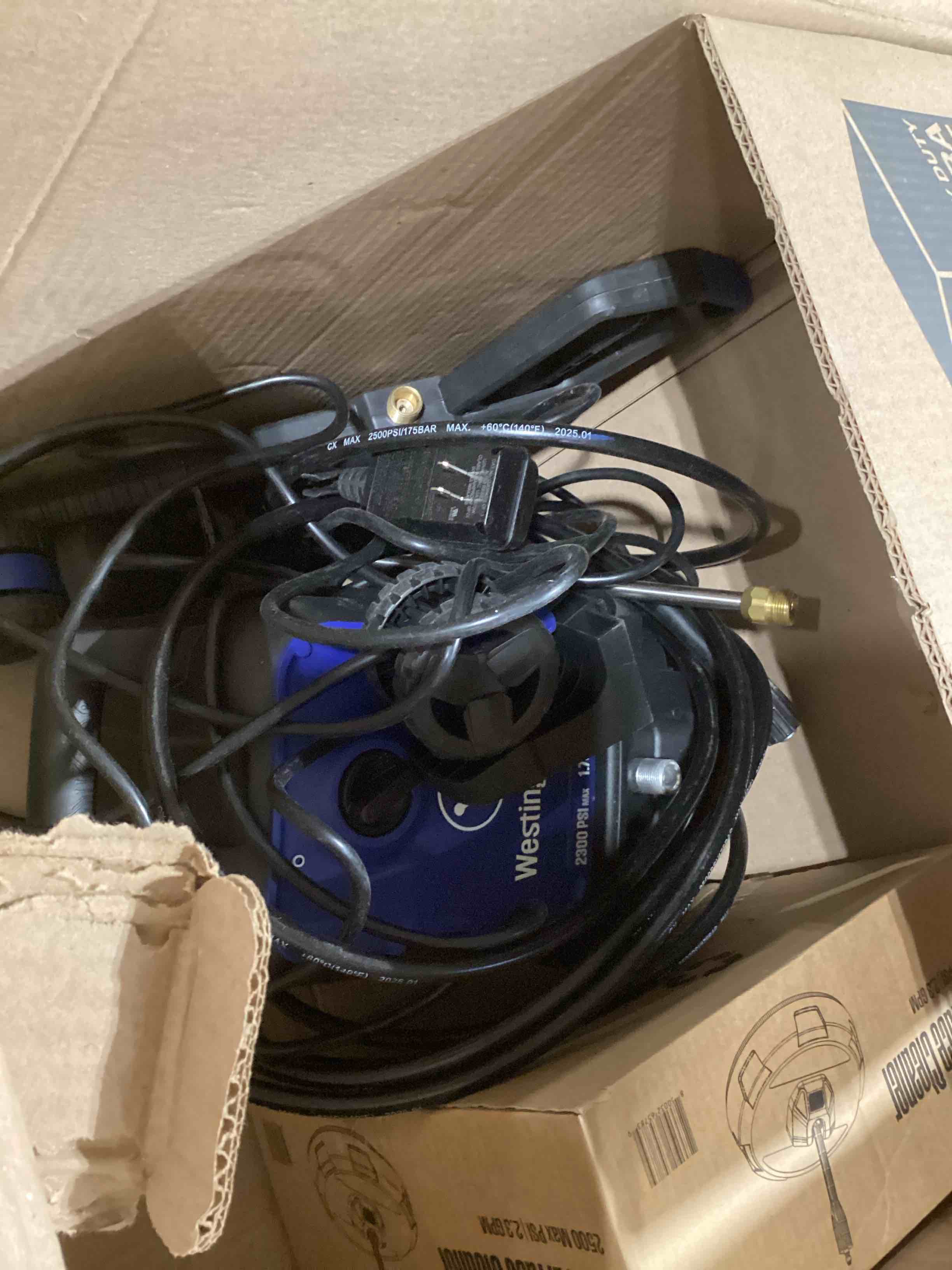Condition photo showing As Is for Westinghouse ePX3100 Electric Pressure Washer, 2300 Max PSI 1.76 Max GPM with Anti-Tipping Technology, Onboard Soap Tank, Pro-Style Steel Wand, 5-Nozzle Set, for Cars/Fences/Driveways/Home/Patios
