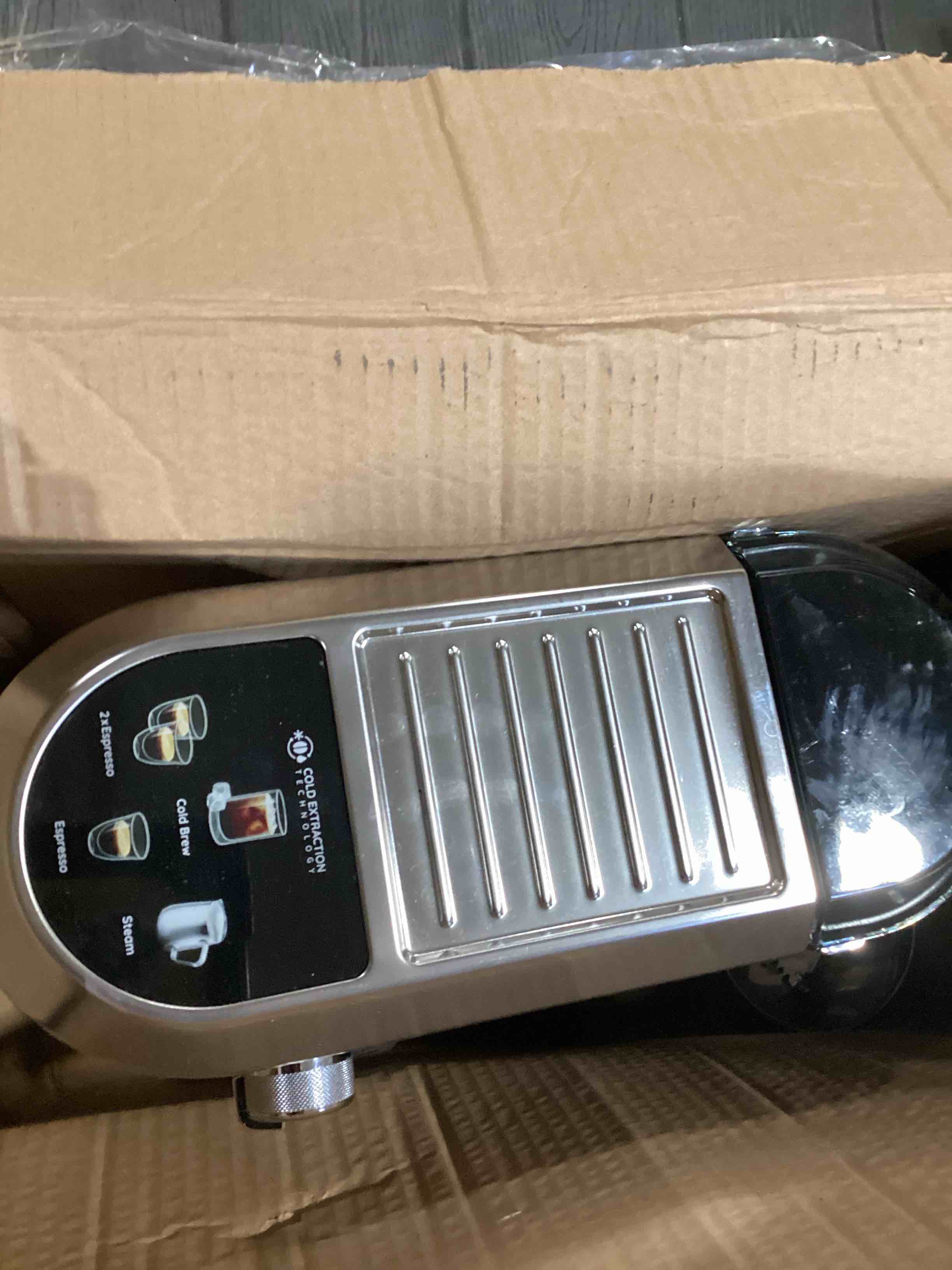 Condition photo showing As Is for De'Longhi Dedica Duo Compact Espresso Machine - Cold Brew Coffee Maker with Milk Frother Wand- for Espresso, Hot & Iced Coffee, Cappuccinos, Lattes & Home Barista Brewing, Stainless Steel