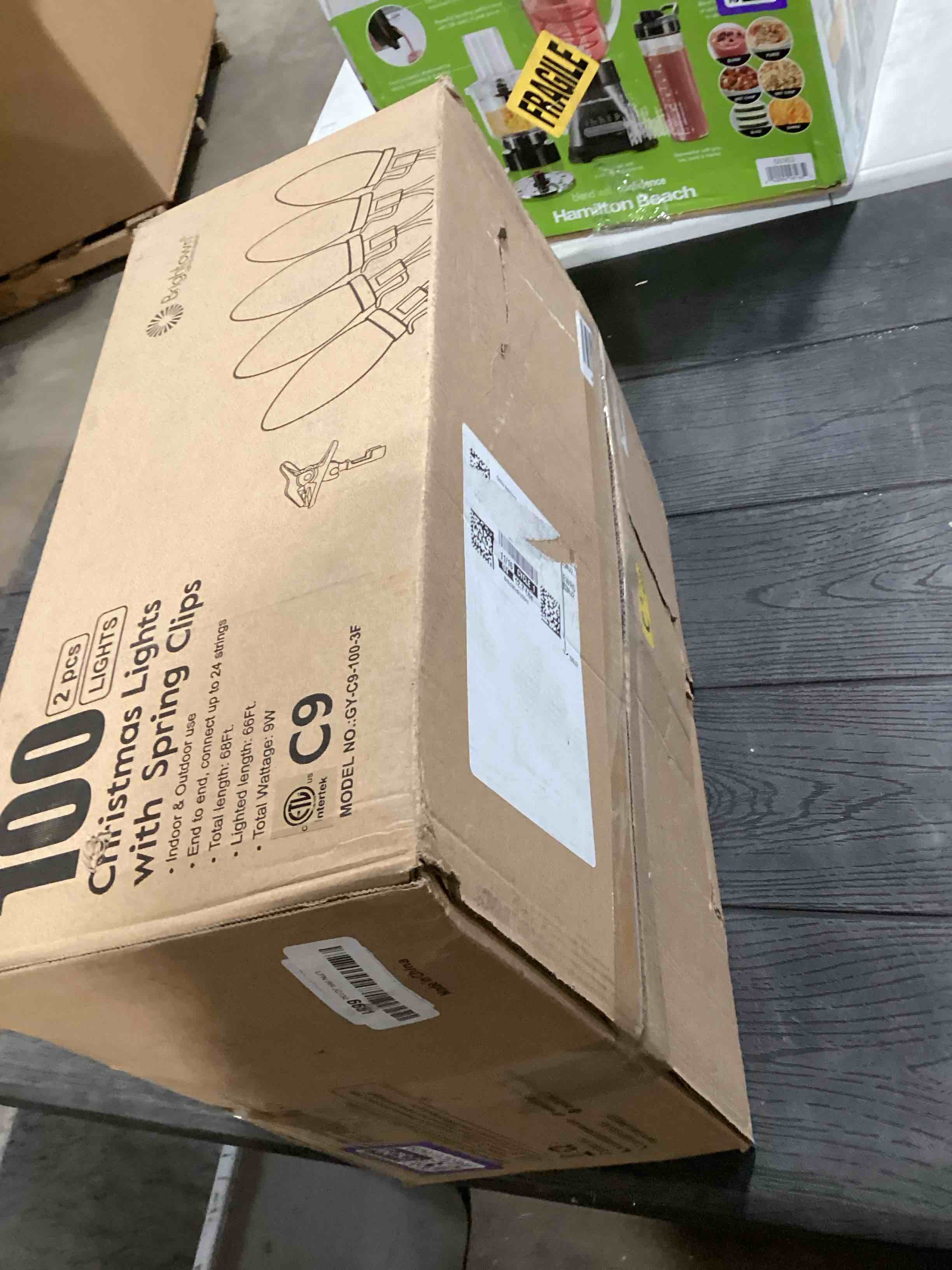 Condition photo showing As Is for Smart C9 RGB Christmas Lights Outdoor, 66 FT 100 LED Christmas Tree Lights with Music Sync APP Controlled, Waterproof Connectable C9 String Lights for House, Roofline, Fencing, Balcony & Yard Decor