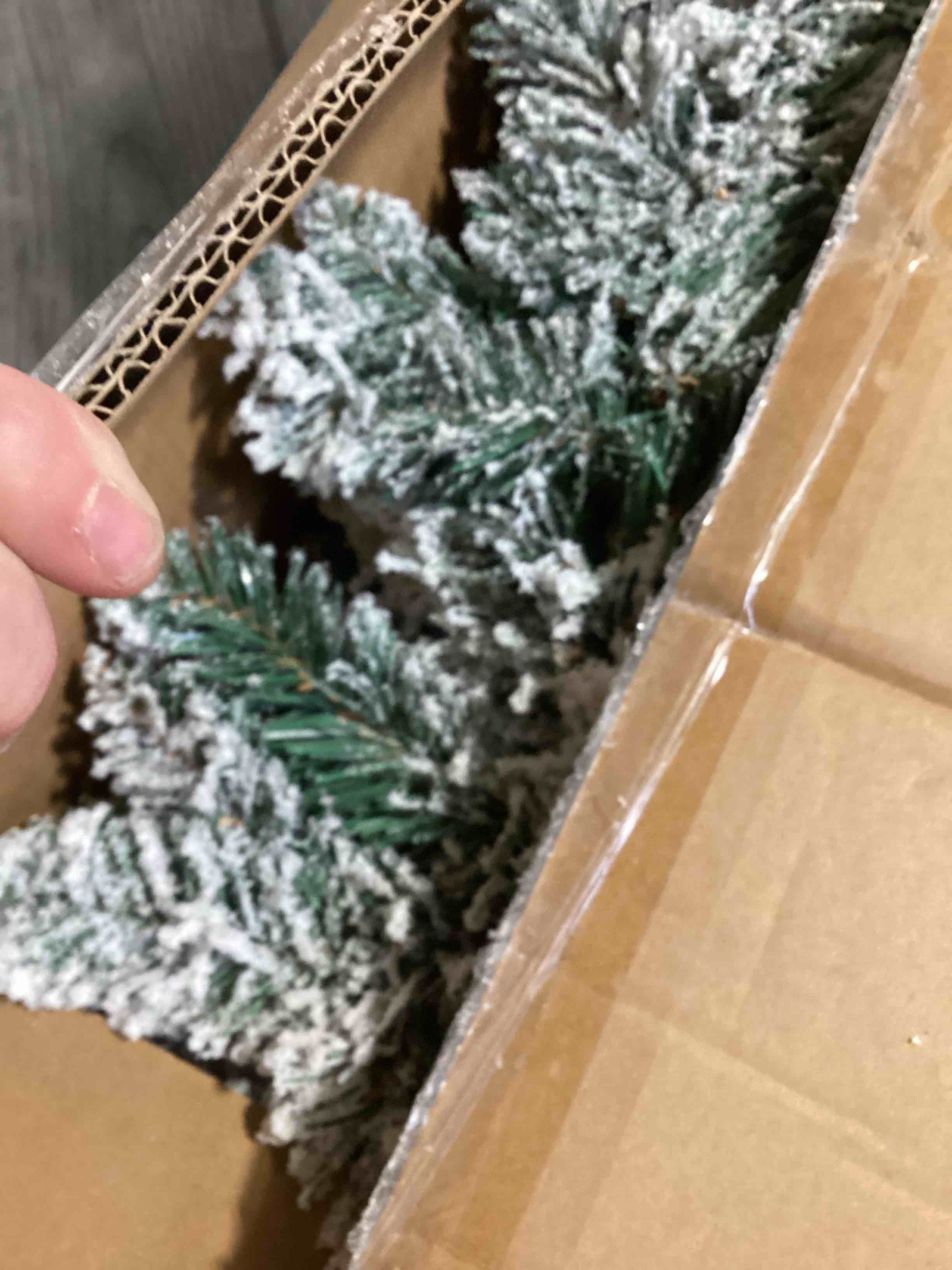 Condition photo showing Good Condition for 9ft. Flocked Artificial Christmas Garland with 50 Warm White LED Lights,Green