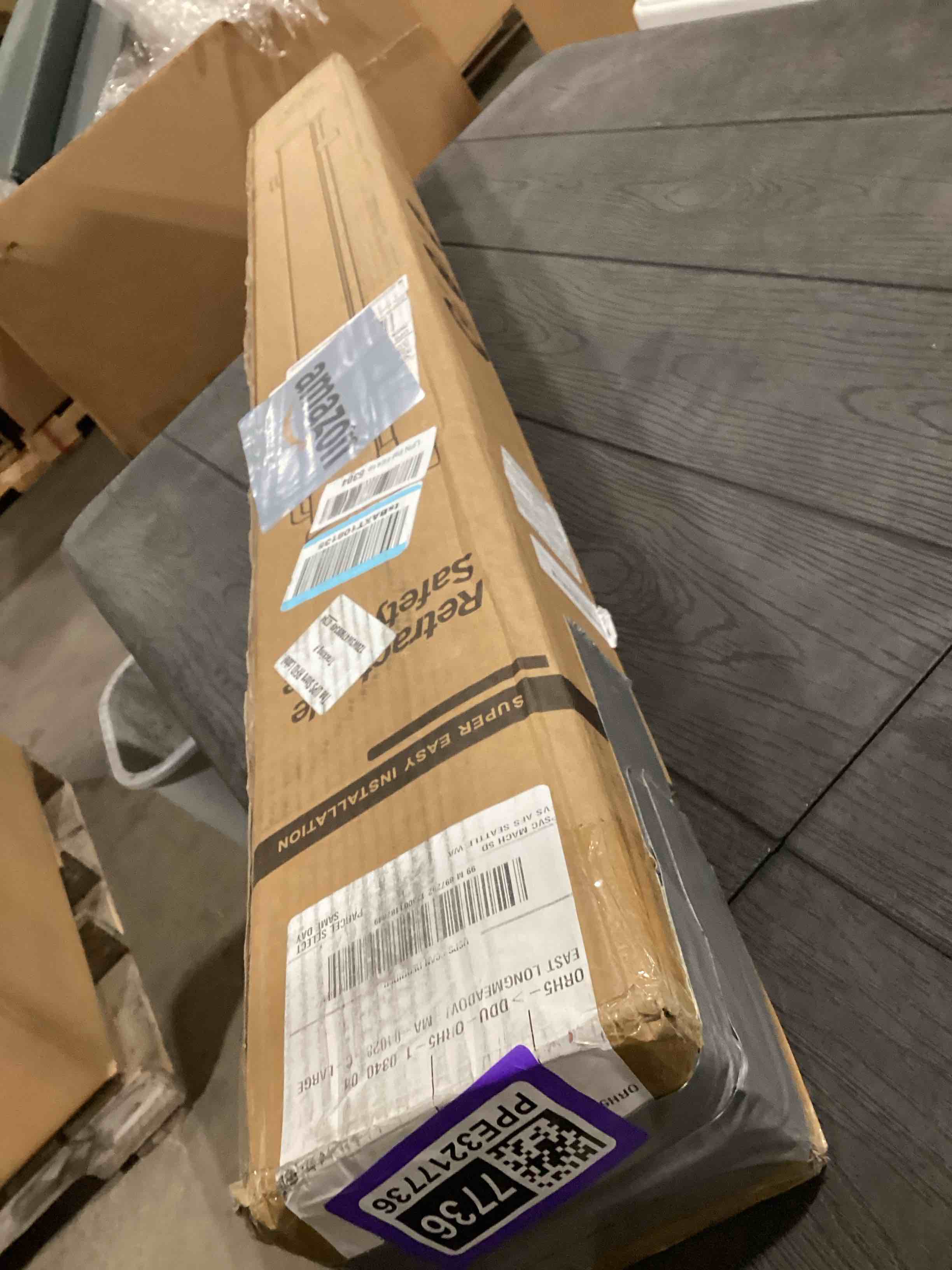 Condition photo showing Good Condition for 48" Tall X 180" Extra Wide Retractable Baby Gates for Large Openings, Extra Tall Dog Gate for Doorways Indoor Outdoor Pet Gate for Dogs Long Mesh Gate for Kids or Pets, Black Black 48" Tall x 180" Wide