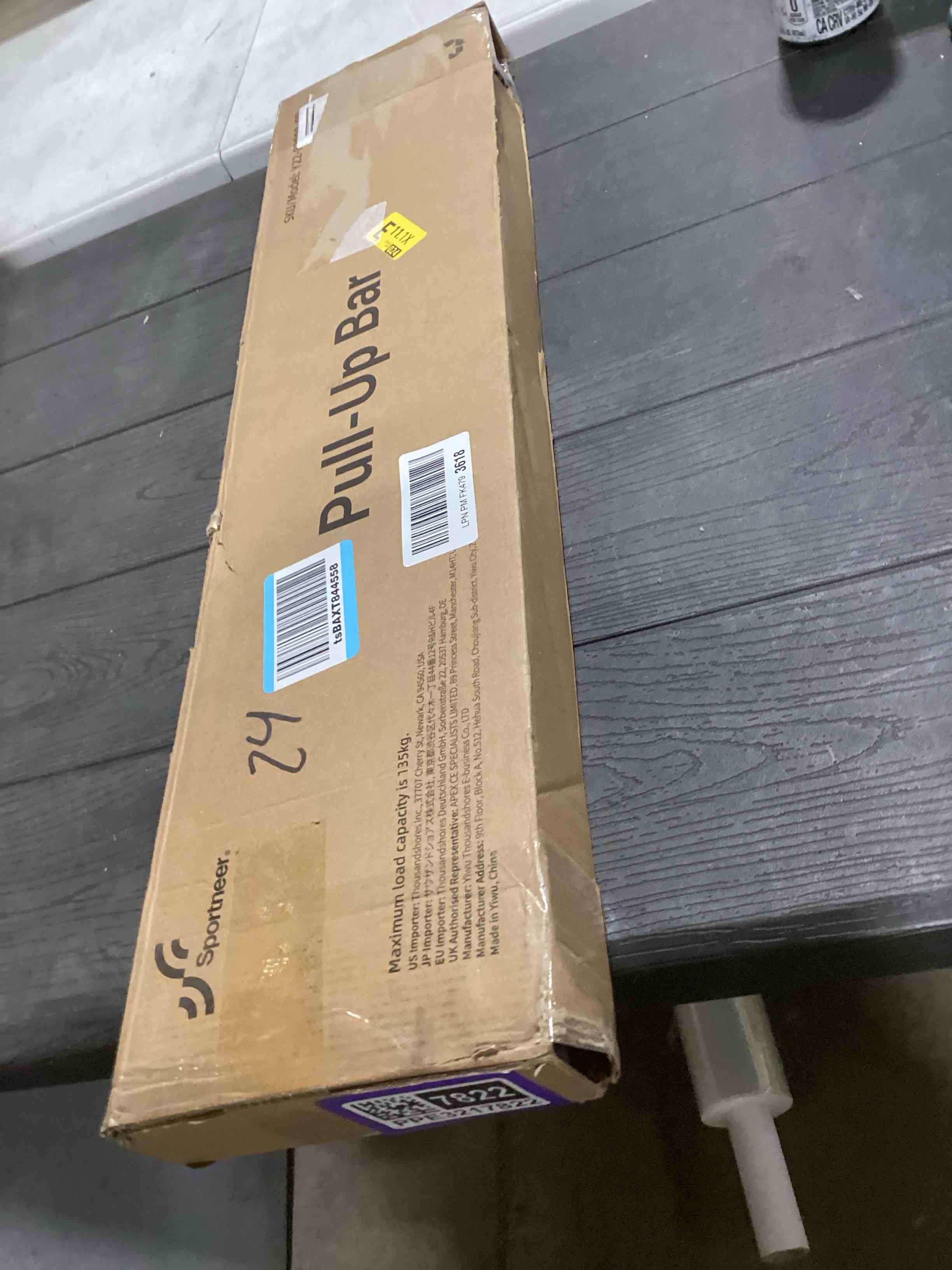 Condition photo showing Good Condition for Sportneer Pull Up Bar: Strength Training Chin up Bar without Screws - Adjustable 29.5''-37'' Width Locking Mechanism Pull-up Bar for Doorway - Max Load 440lbs for Home Gym Upper Body Workout, Non-slip