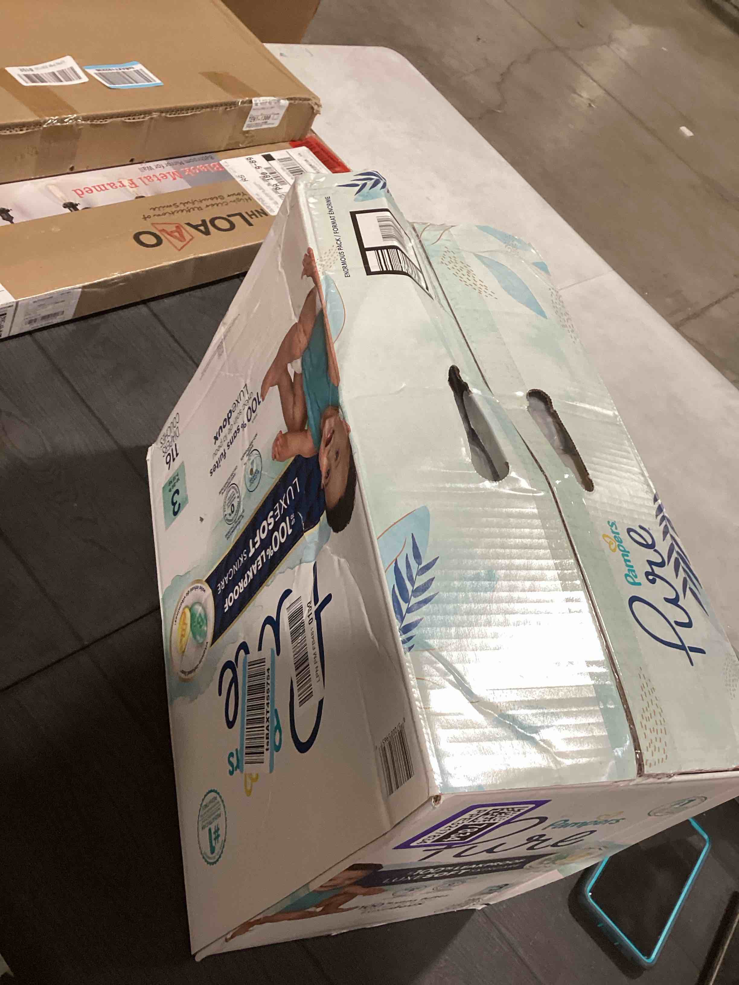 Condition photo showing Good Condition for Pampers Pure Protection Baby Diapers, Size 3 (16-28 lbs), 116 Count, Up to 100% Leakproof, Premium Plant-based Skin Protection, Hypoallergenic Soft Diapers Size 3 116