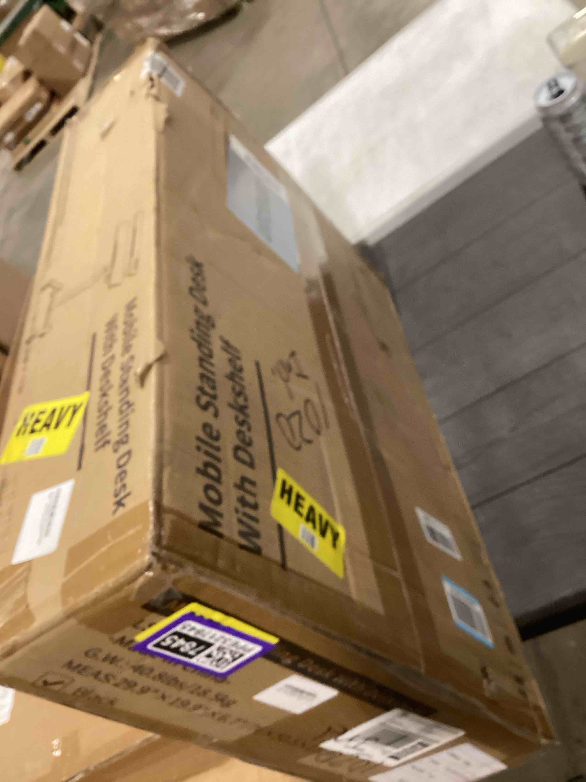 Condition photo showing Good Condition for 28Inch Rolling Standing Desk On Wheels? Small Computer Workstation Adjustable Height? Mobile Laptop Stand with Tiltable Desktop? 2-Tier Portable Study Table with Storage Shelves? Black Black 28"