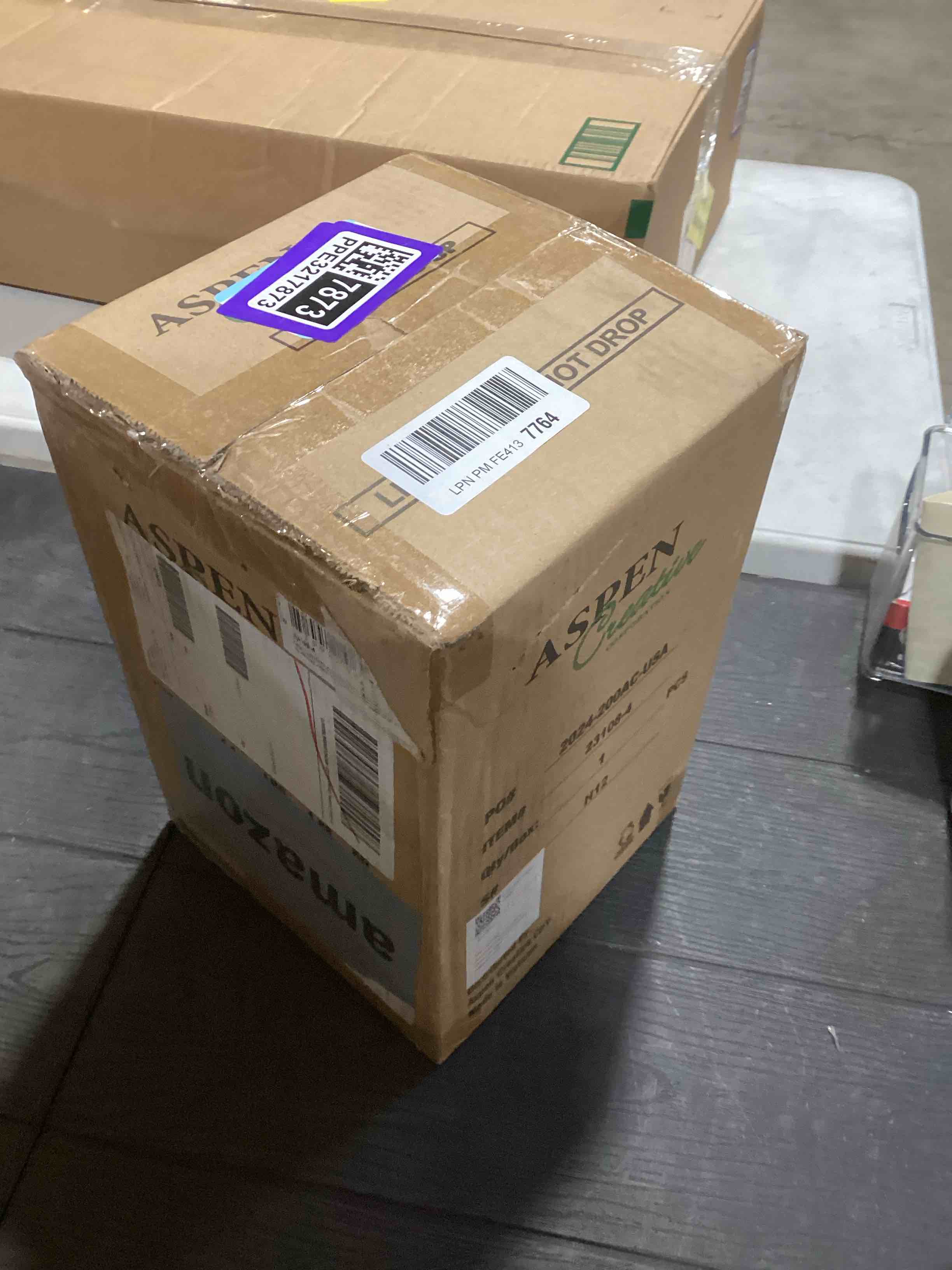 Condition photo showing As Is for Aspen Creative 23108-4 Transitional Style Replacement Alabaster Glass Shade with Hand Painted Veins, 2-1/8" Fitter Size, 4-3/4" high x 5-3/8" diameter, 4 Pack Alabaster 2-1/8" F x 5-3/8" B x 4-3/4" H