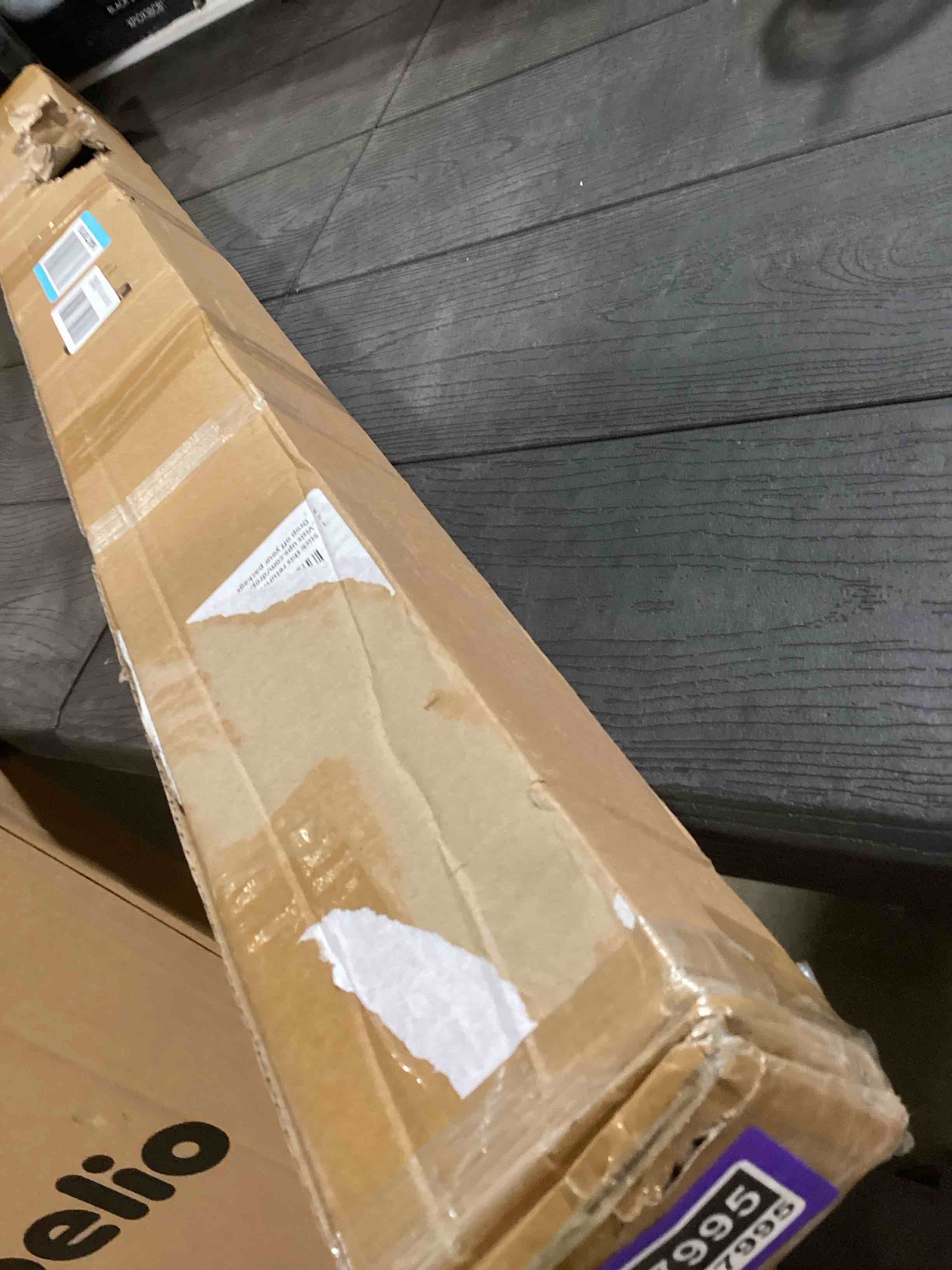 Condition photo showing As Is for White Tension Curtain Rod 51-145In, Extra Long Adjustable Tension Rod No Drilling for Window or Bathroom,Outdoor Curtain Rod for Patio, Easy to Install, Never Rust, Rod Diameter 1.26 Inches-White White 51''-145''