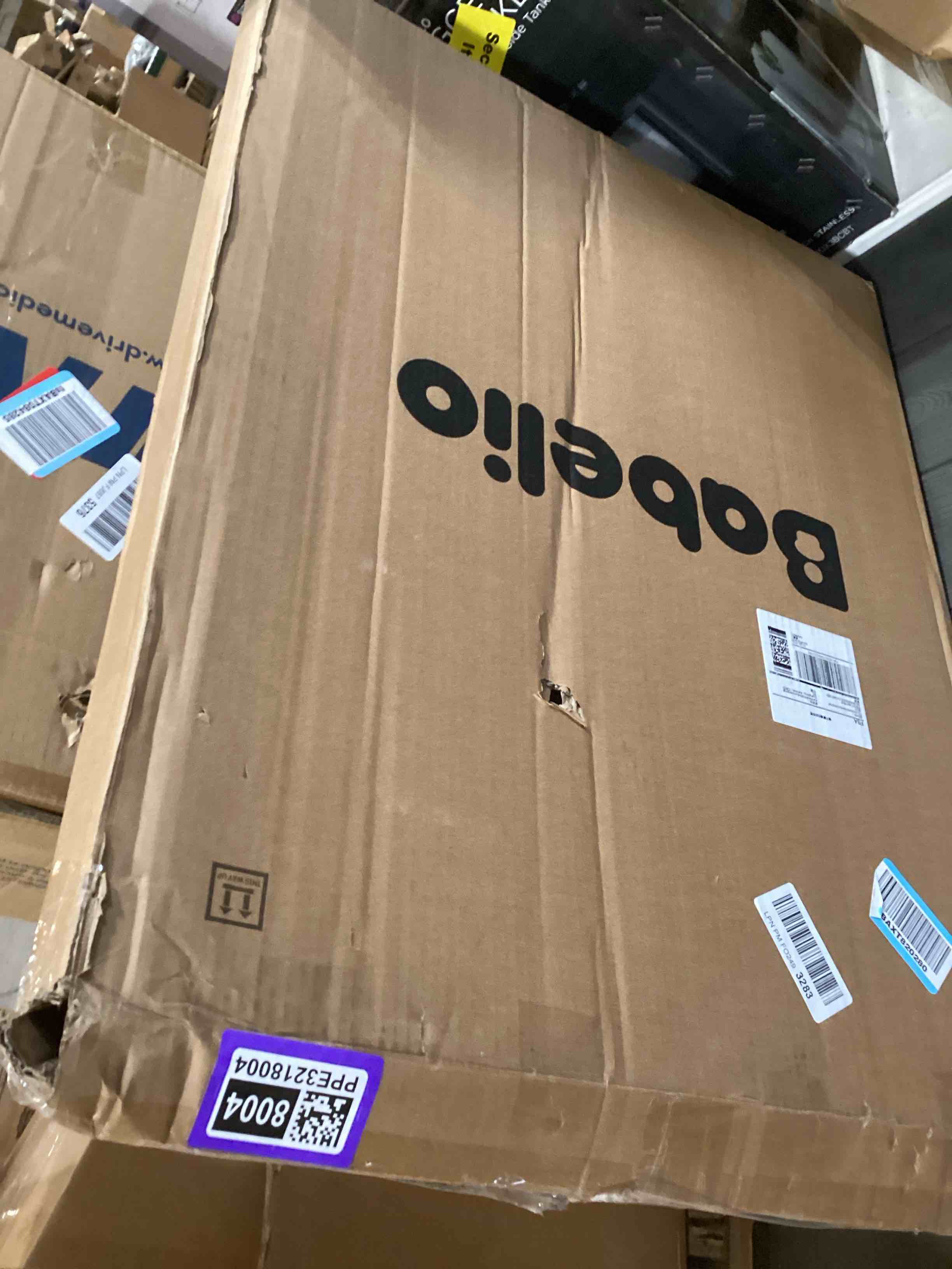 Condition photo showing Good Condition for Mom's Choice Award Winner-BABELIO 26-40" Metal Baby Gate with Black Wood Pattern, PressGuard C5 Easy Install Pressure Mounted Dog Gate for Stairs and Doorways, with Wall Protectors and Extension Kits Black Wood Pattern 30"Tall 26"-40" Wide