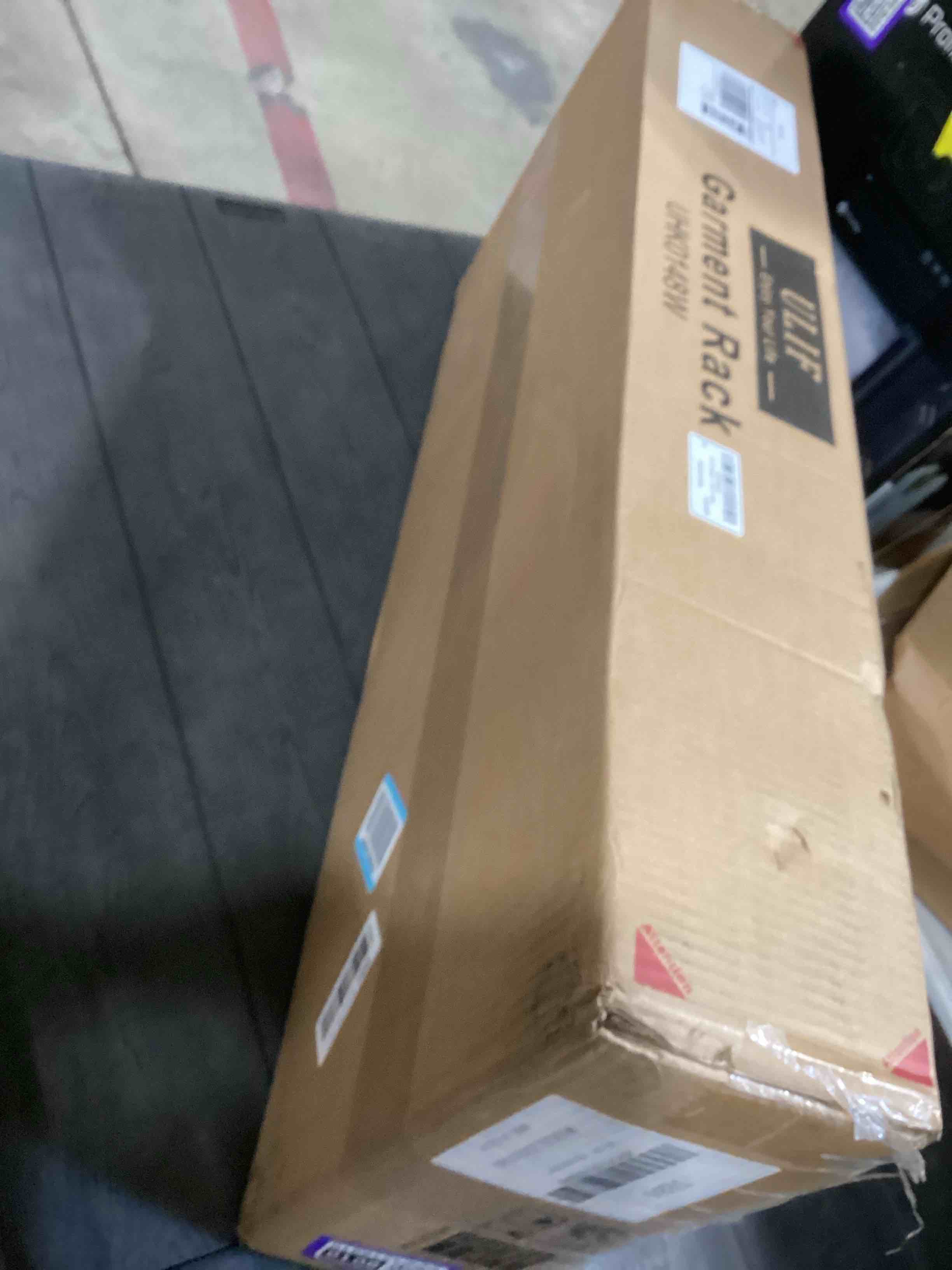 Condition photo showing As Is for Ulif H4 Portable Closets, 4-Tier Metal Clothes Garment Rack for Bedroom and Cloakroom, Clothing Closet Storage and Organizer Wardrobe, 35.4" W x 14" D x 76.4" H, White H4 White