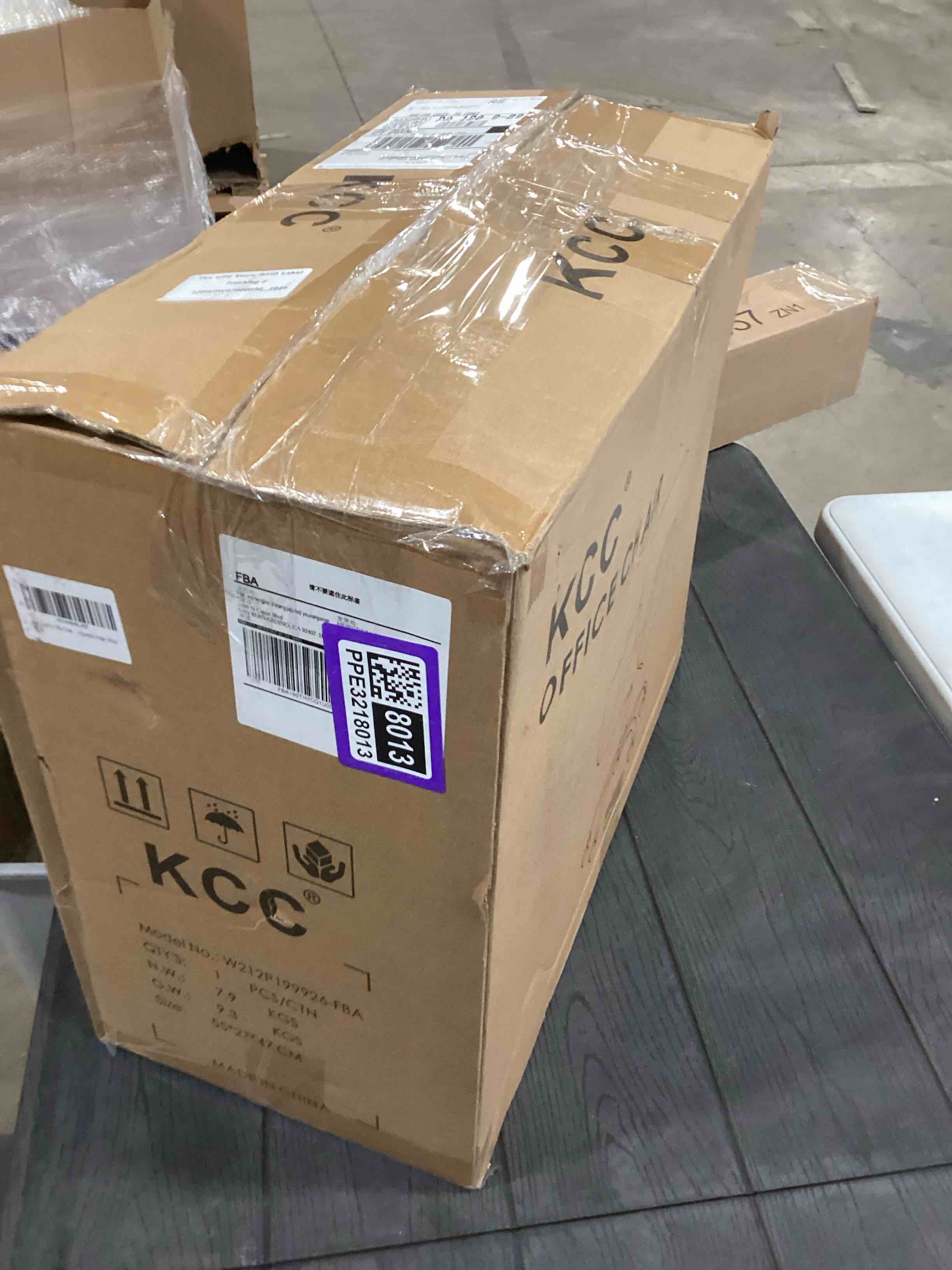 Condition photo showing As Is for KCC Faux Fur Office Desk Chair, Comfy Swivel Armchair with Wheels, Upholstered Fuzzy Vanity Chair, Adjustable Height, White White++golden Base