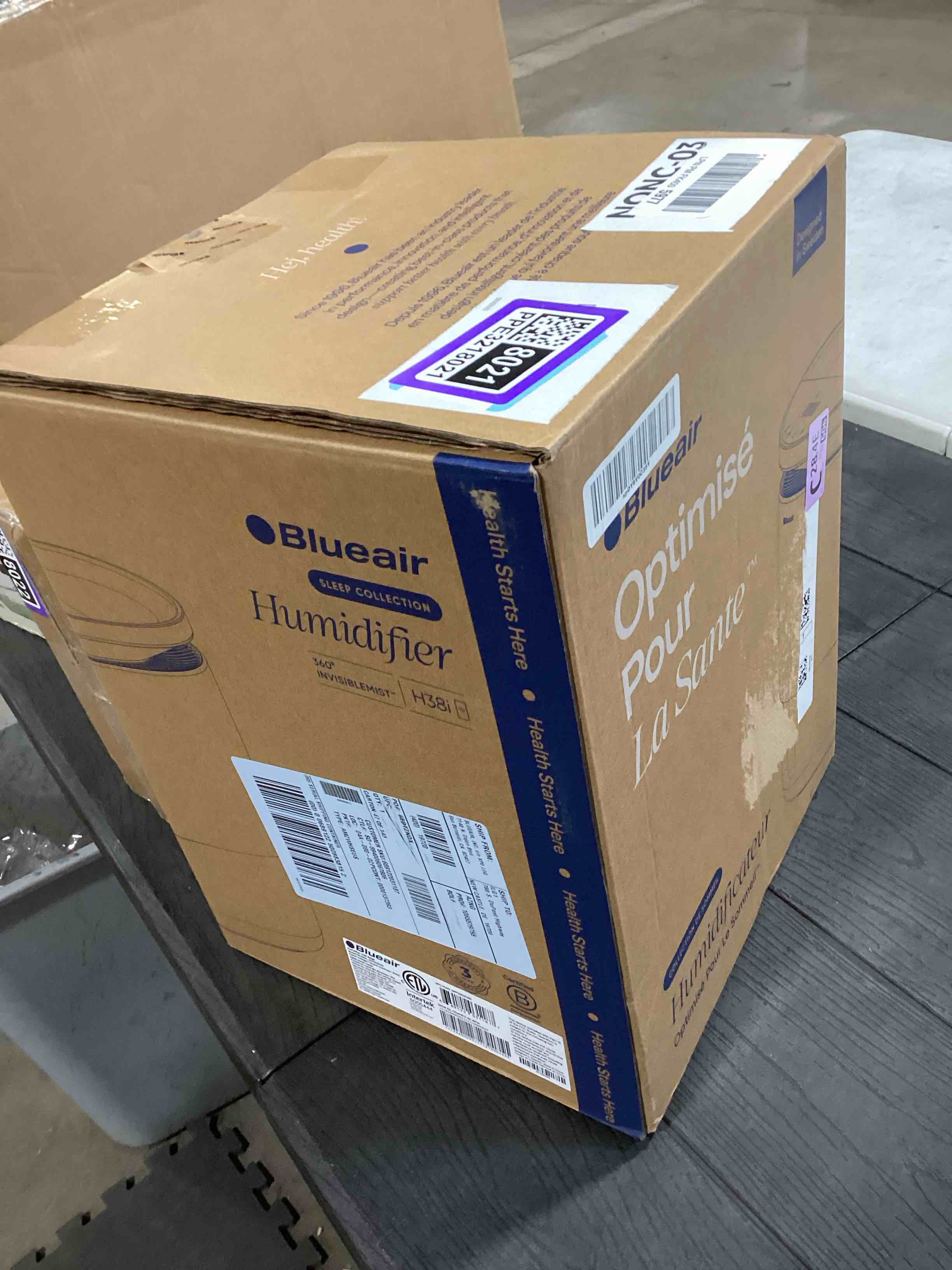 Condition photo showing As Is for blueair room humidifier - dreamwell - 48hr top-fill mist-free invisiblemist technology aroma stone for essential oils and soothing mood lighting - quiet operation for bedroom and home use, beige