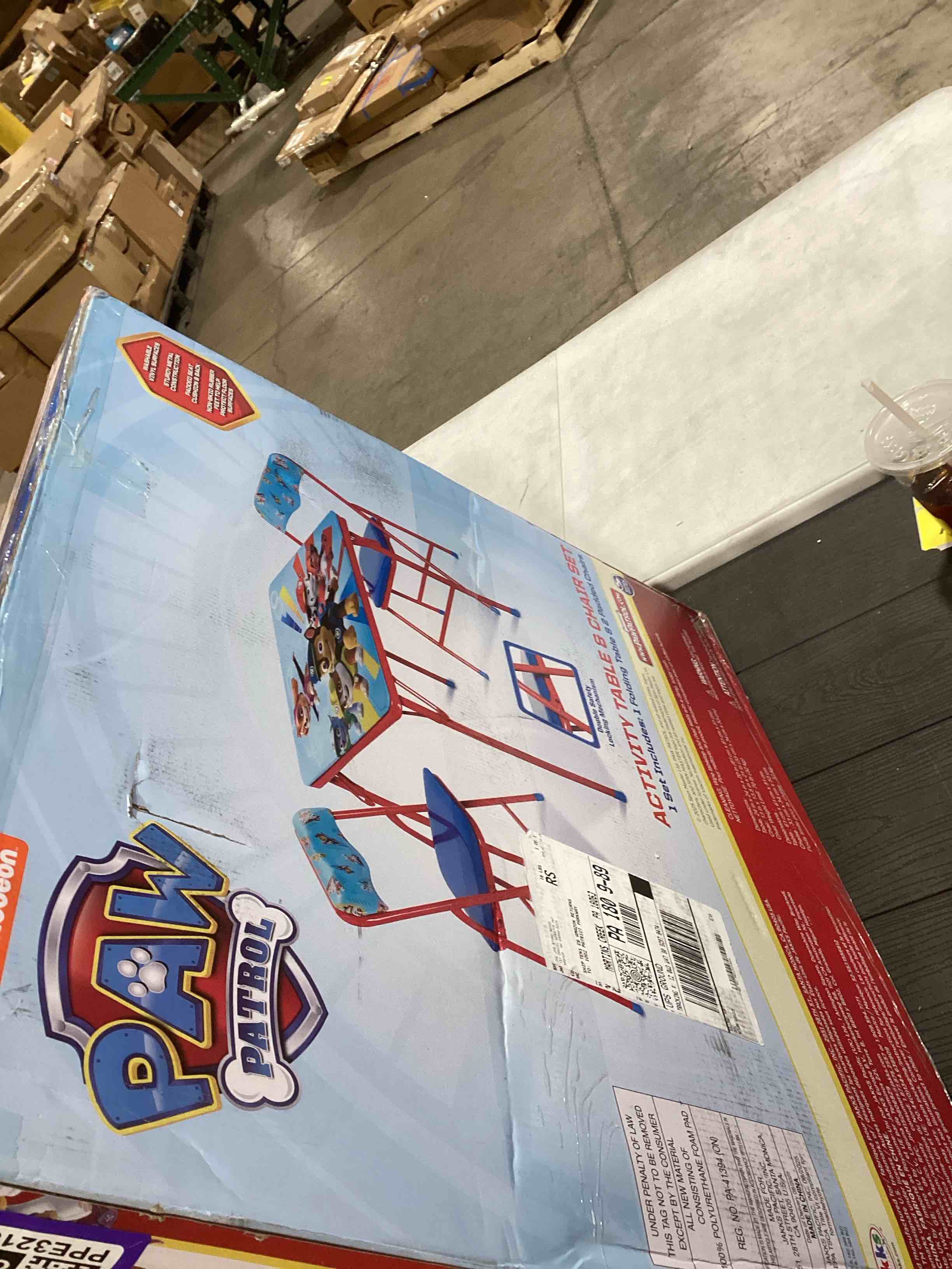 Condition photo showing Good Condition for Paw Patrol Kids Table & Chairs Set for Kid and Toddler 36 Months Up to 7 Years, Includes: 1 Table (24" L x 24" W x 20" H), 2 Chairs (13" L x 13.5" W x 21" H) Weight Limit: 70 lb