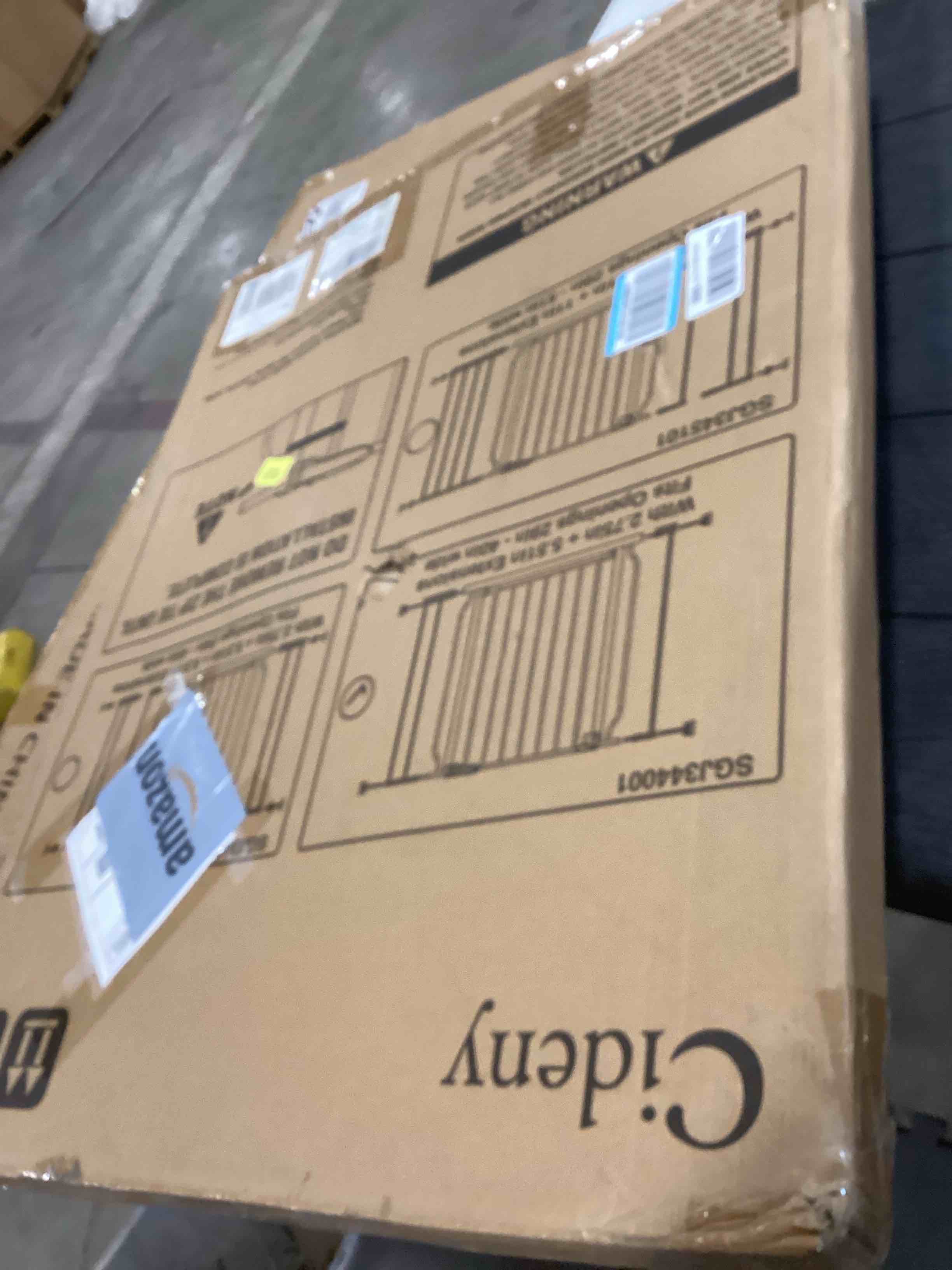 Condition photo showing Good Condition for 34" Extra Tall Baby Gate for Stairs, Auto Close Stroller Friendly Dog Gate Indoor for Doorways, Pressure Mounted 29"-40" Wide Baby Gate, Easy Walk Through Gate for Children & Pets, White White 29-40"Wide, 34"Tall