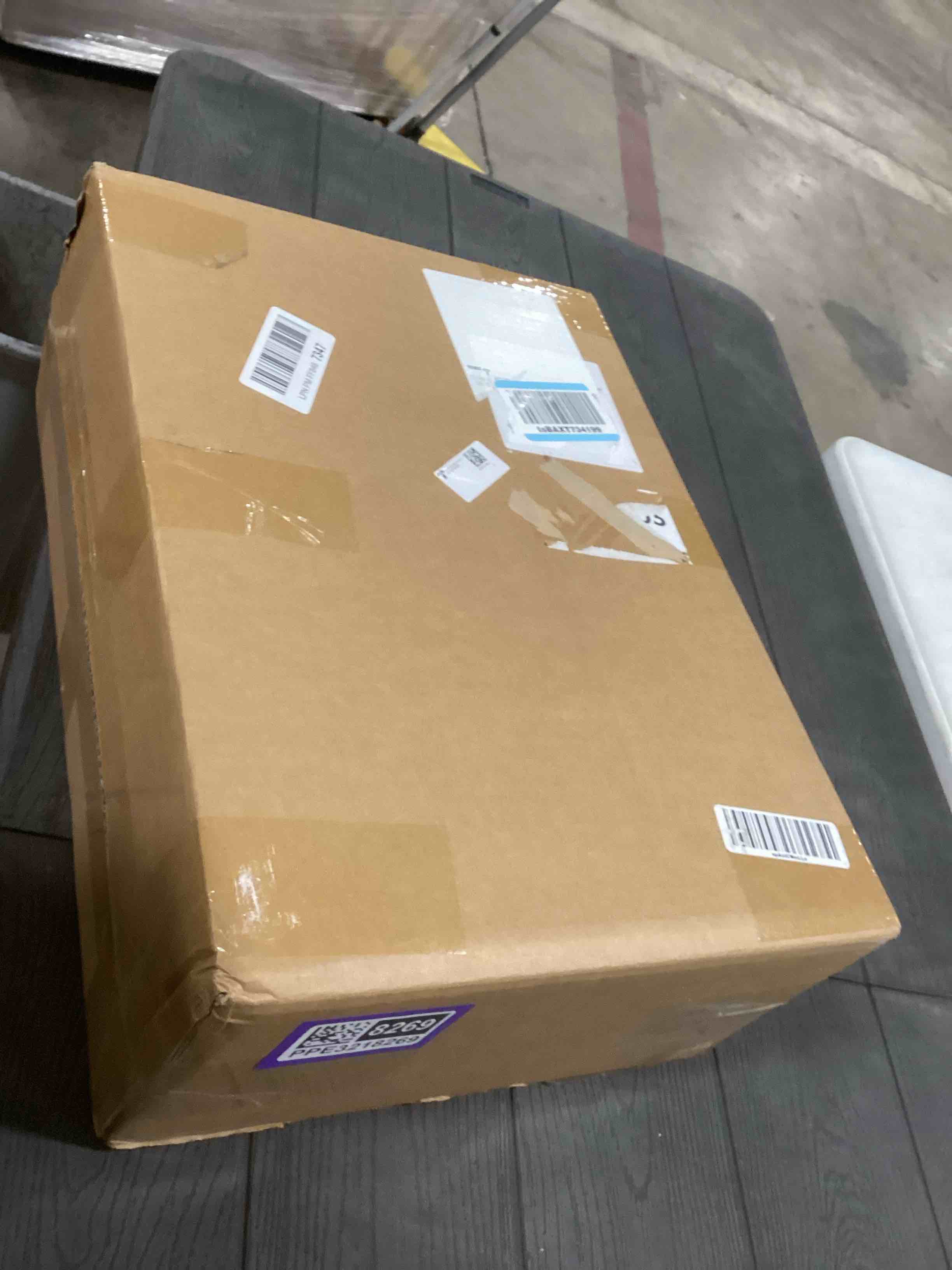 Condition photo showing As Is for Acrylic Record Player Table with Storage Shelf, Clear Side Table Nightstand (Clear, Large) Clear Large