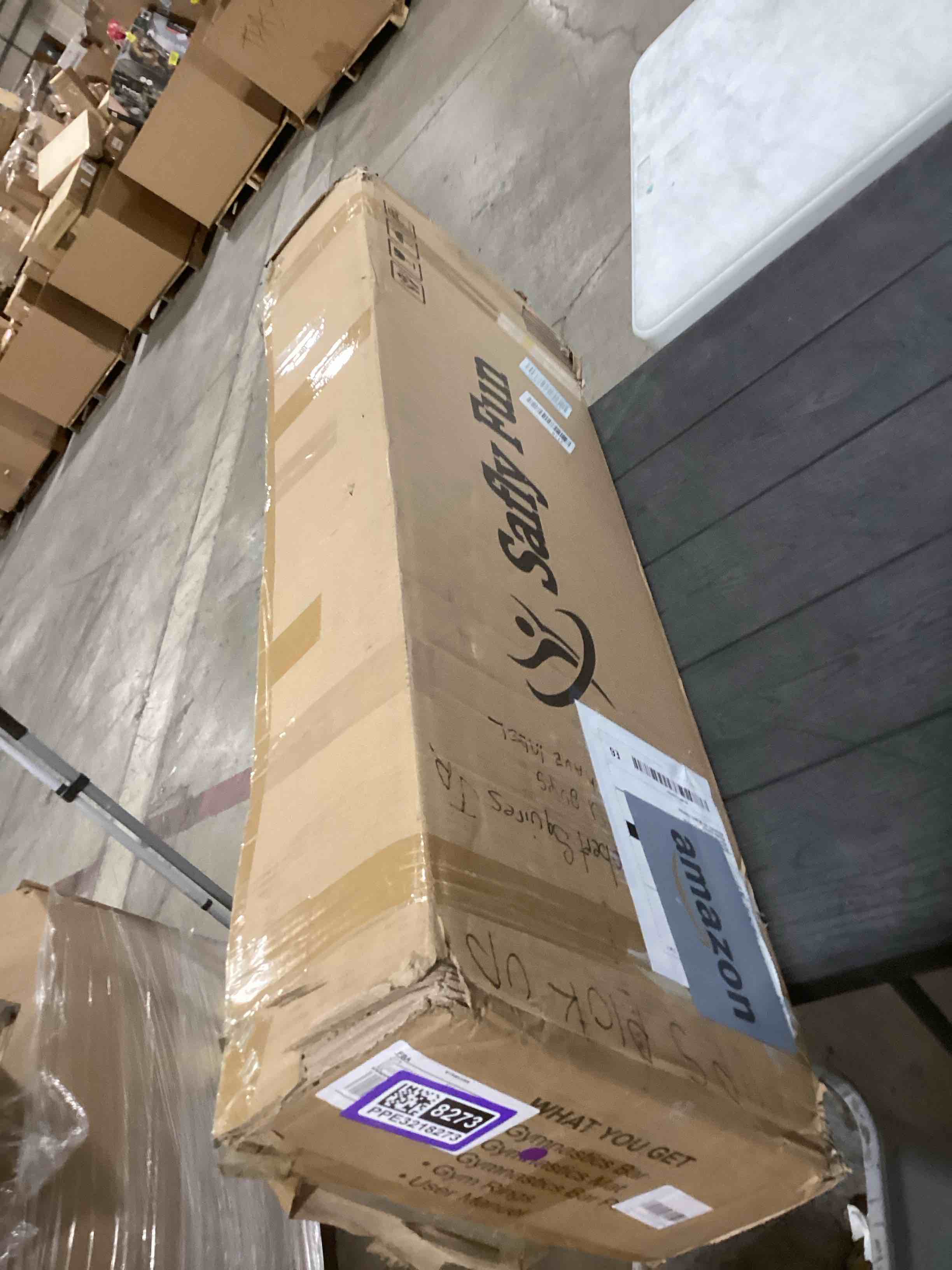 Condition photo showing Good Condition for Safly Fun Foldable Gymnastics Bar for Kids, Adjustable 35"-51", Sturdy 145 lbs Capacity, Easy-to-Assemble, Gymnastics Equipment for Kids for Indoor/Outdoor Training Purple with Mat